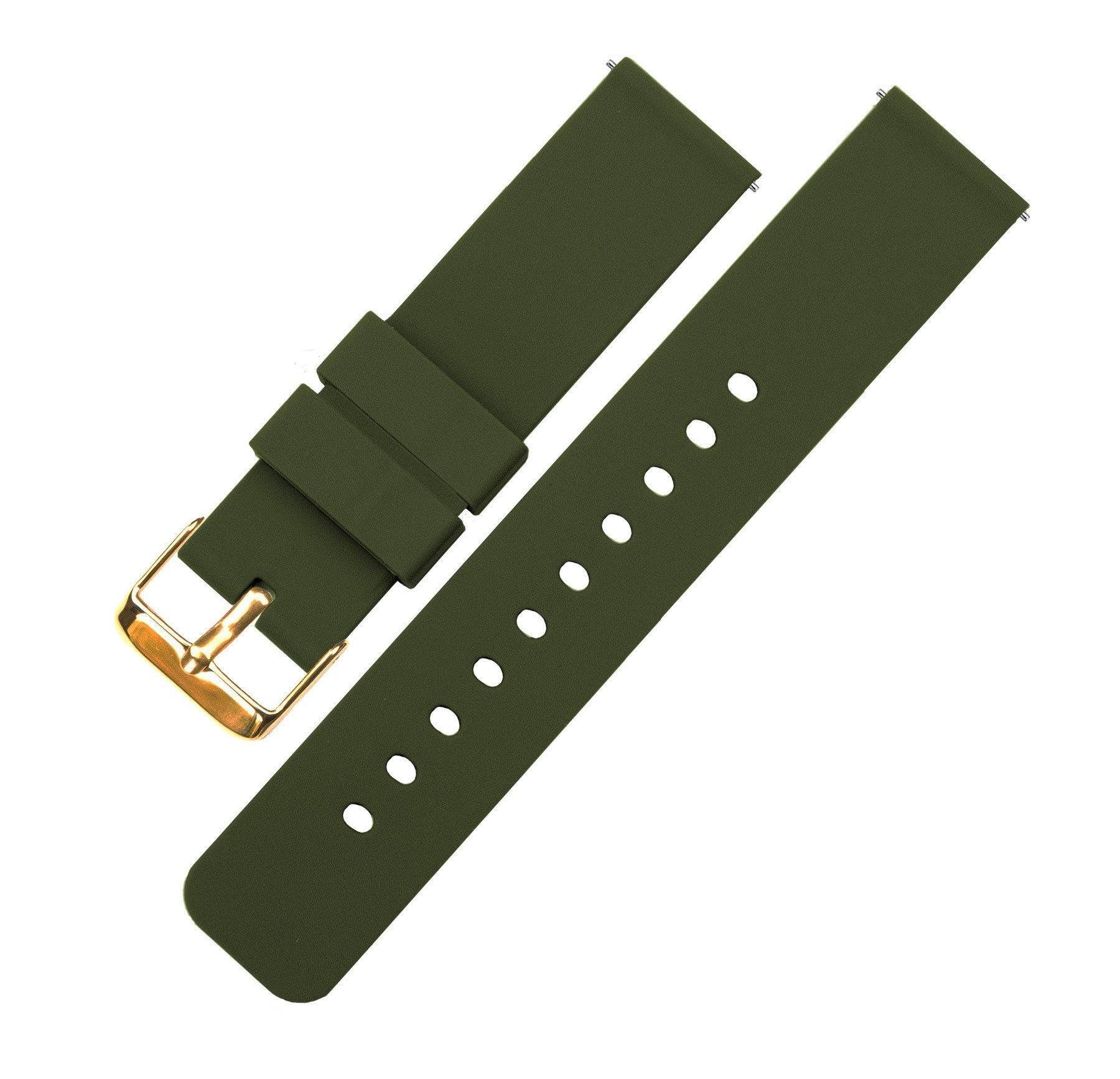 Army Green Silicone Rubber Quick Release Watch Band - Image 10