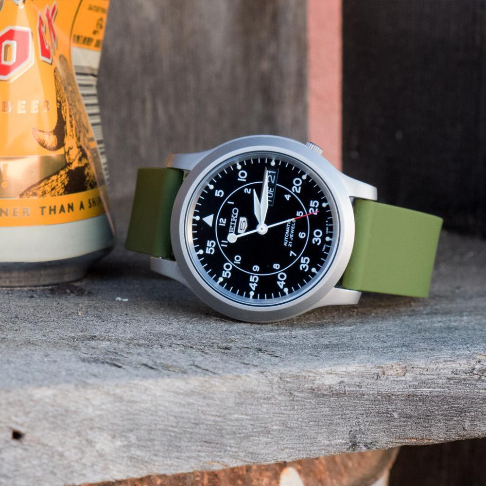 Army Green Silicone Rubber Quick Release Watch Band - Image 5