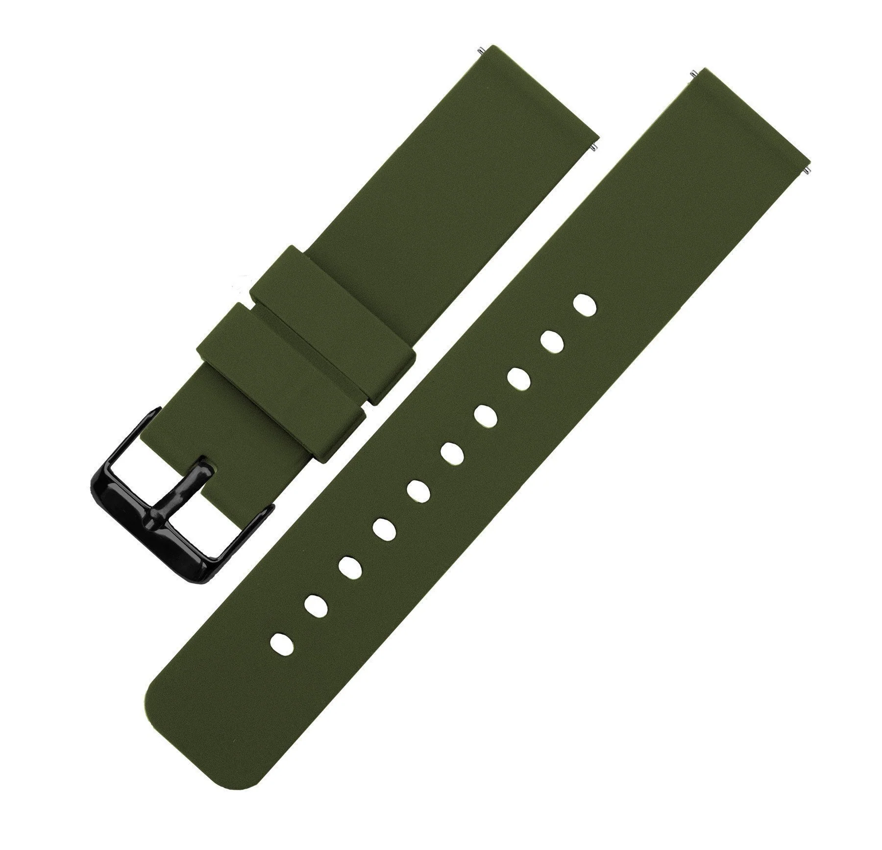 Army Green Silicone Rubber Quick Release Watch Band - Image 7