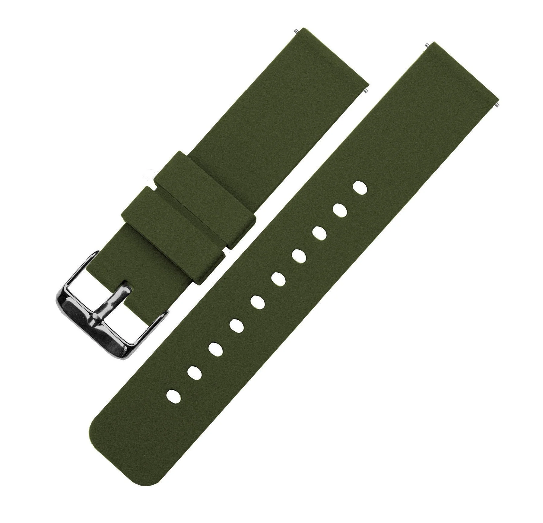 Army Green Silicone Rubber Quick Release Watch Band - Image 8