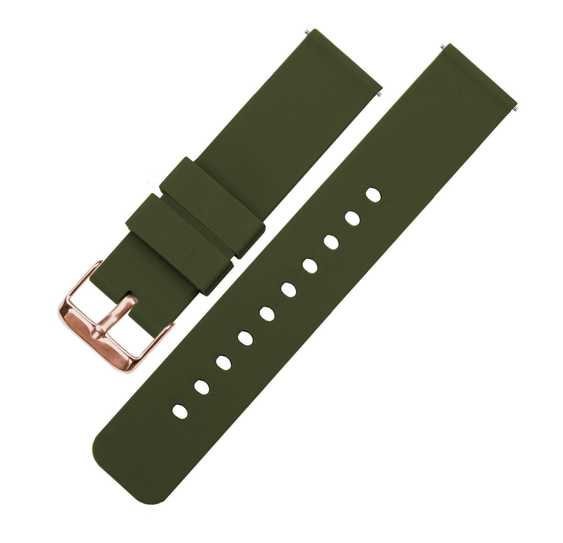 Army Green Silicone Rubber Quick Release Watch Band - Image 9