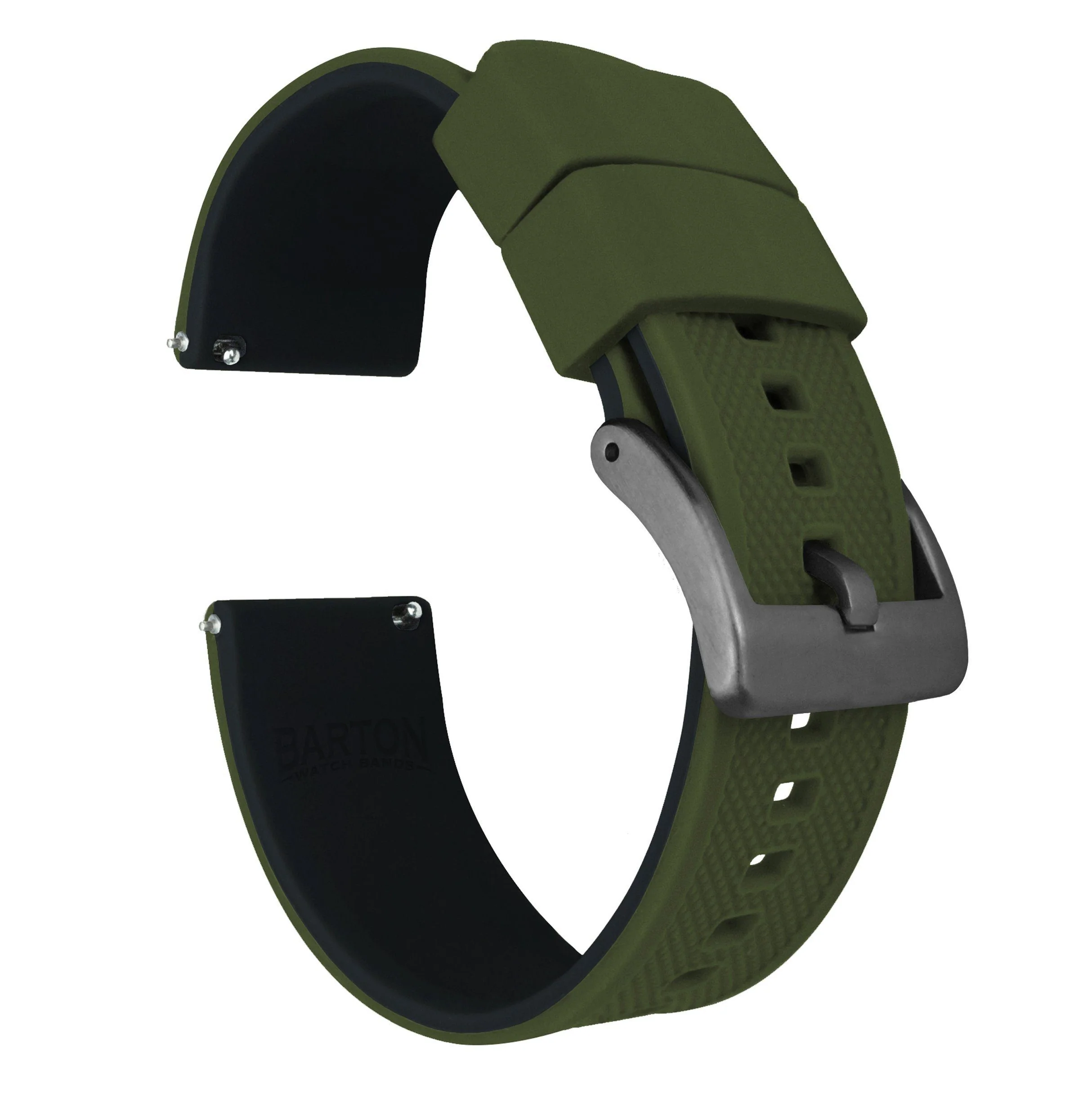 Army Green Top Black Bottom Elite Silicone Watch Band - Image 10
