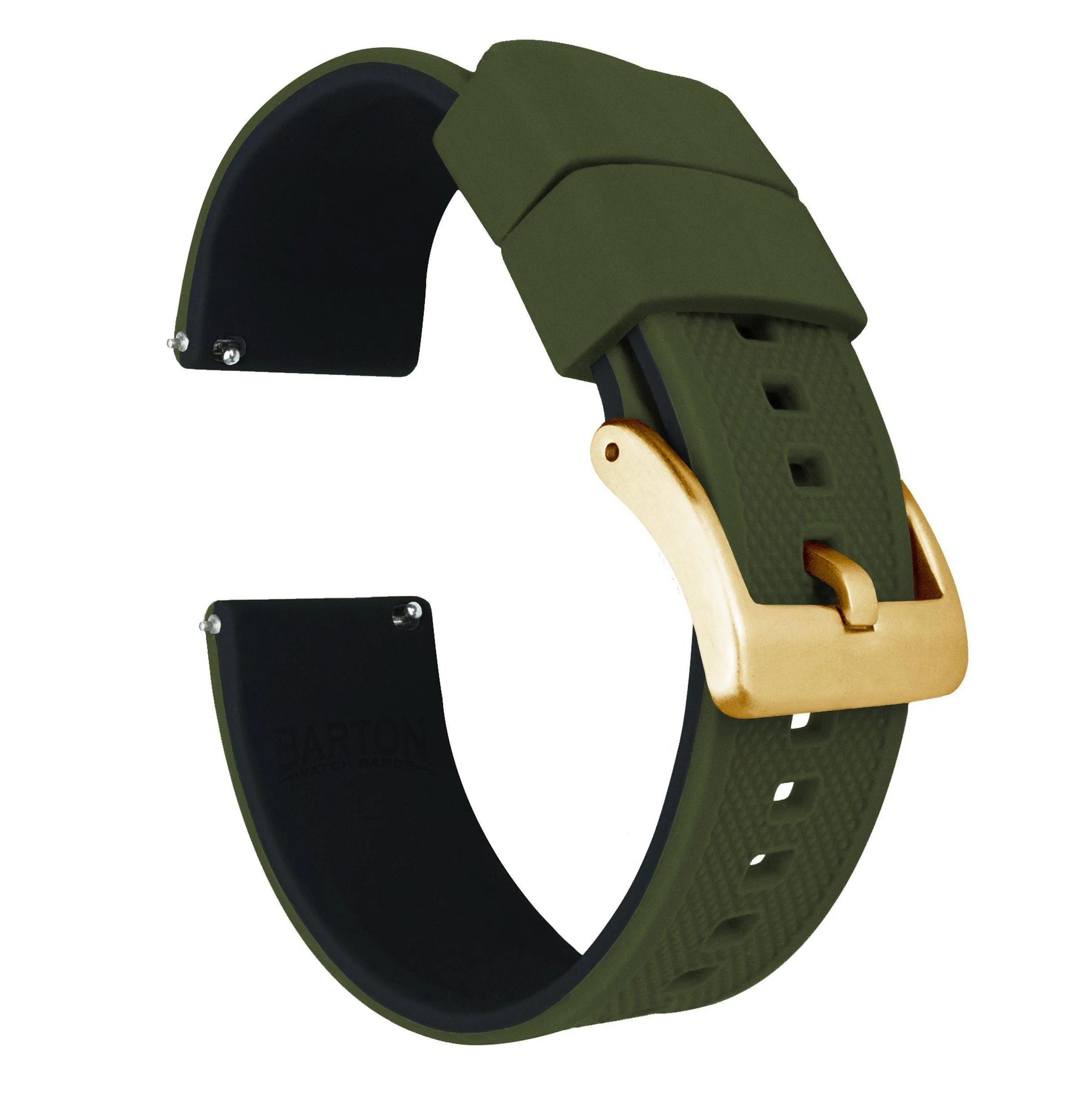 Army Green Top Black Bottom Elite Silicone Watch Band - Image 9