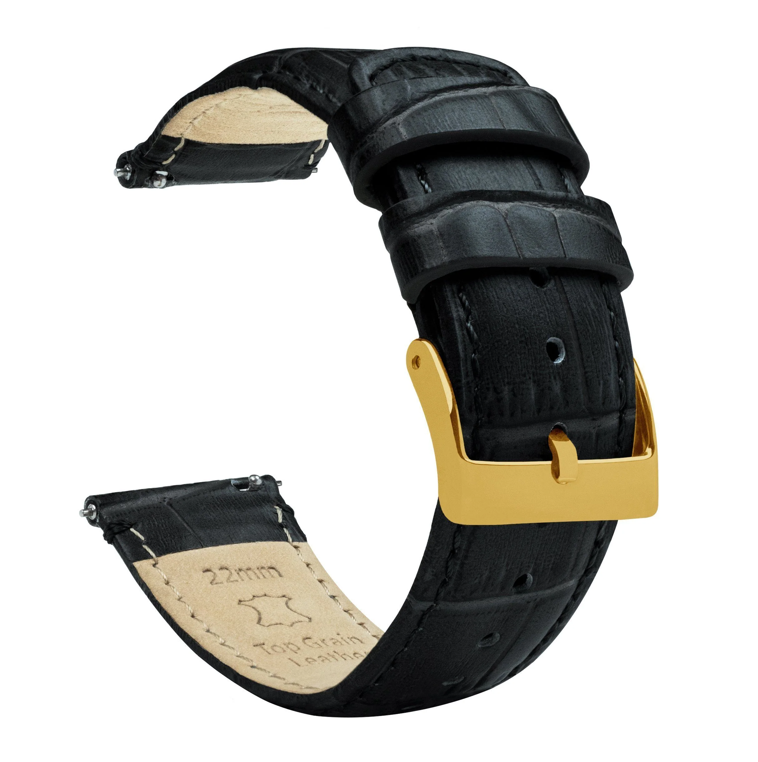 Black Alligator Grain Leather Watch Band - Image 11