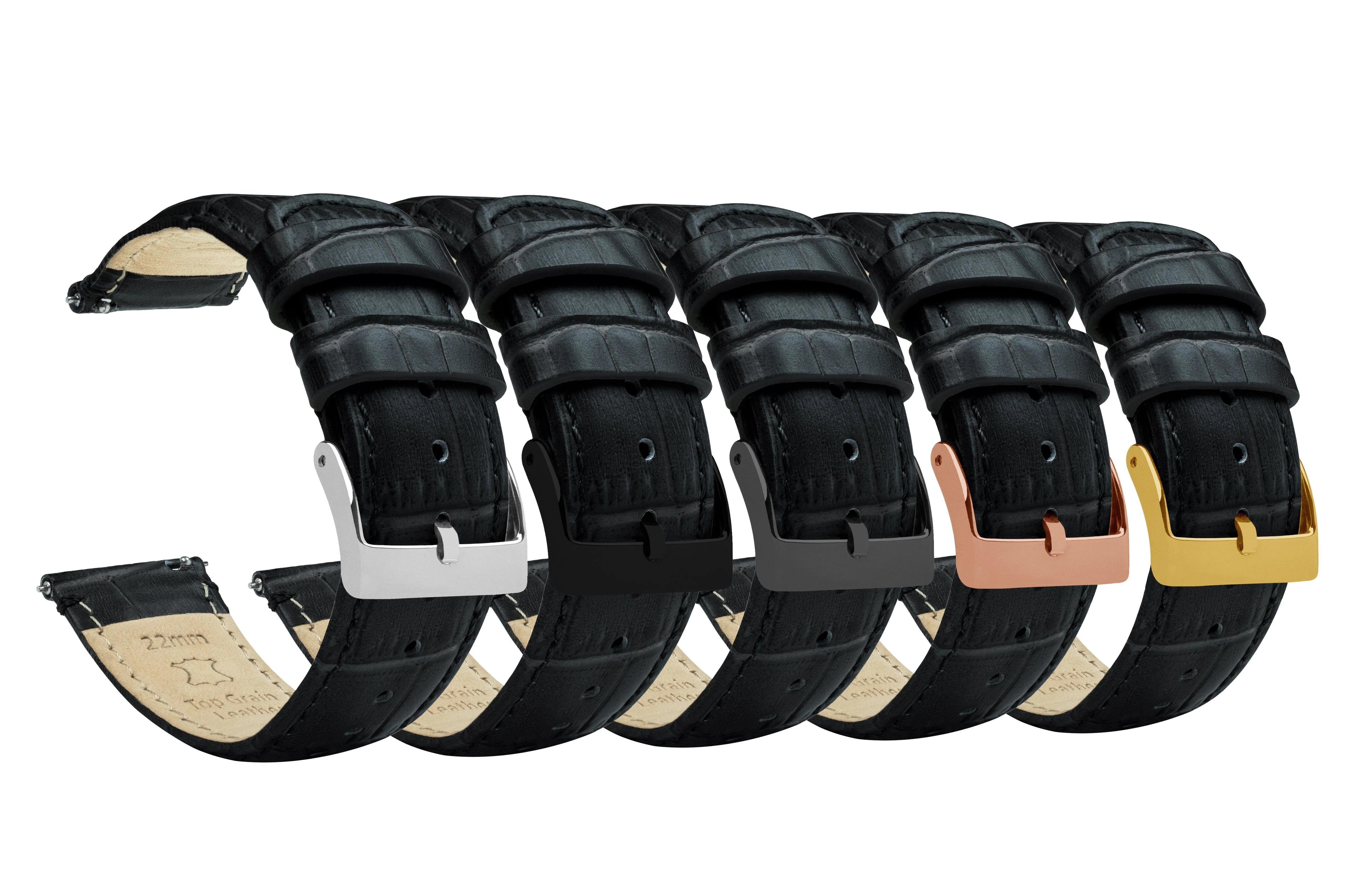 Black Alligator Grain Leather Watch Band - Image 5