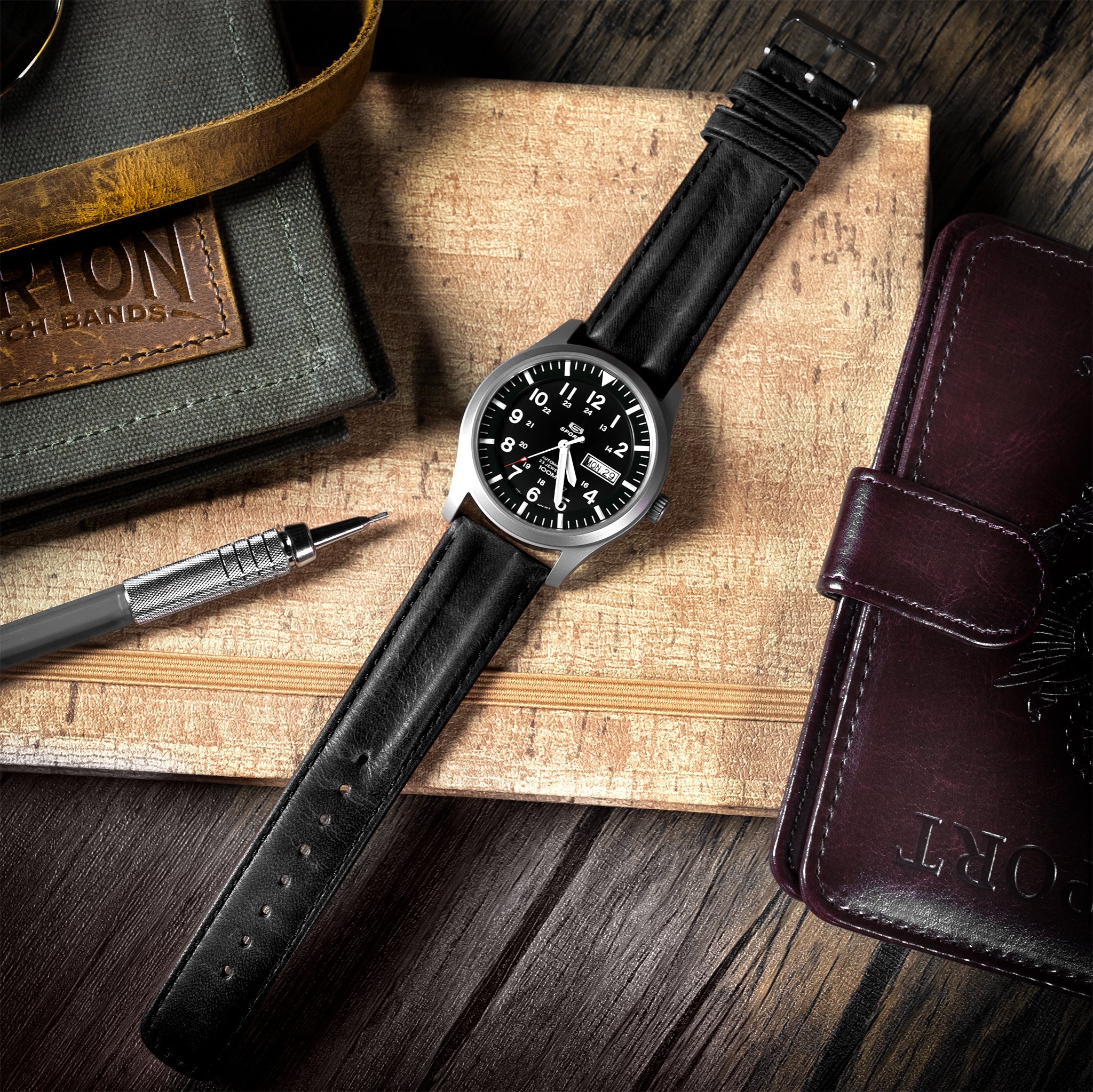 Black Classic Horween Leather Watch Band - Tudor Black Bay 58 & Pro (20mm) - Image 2