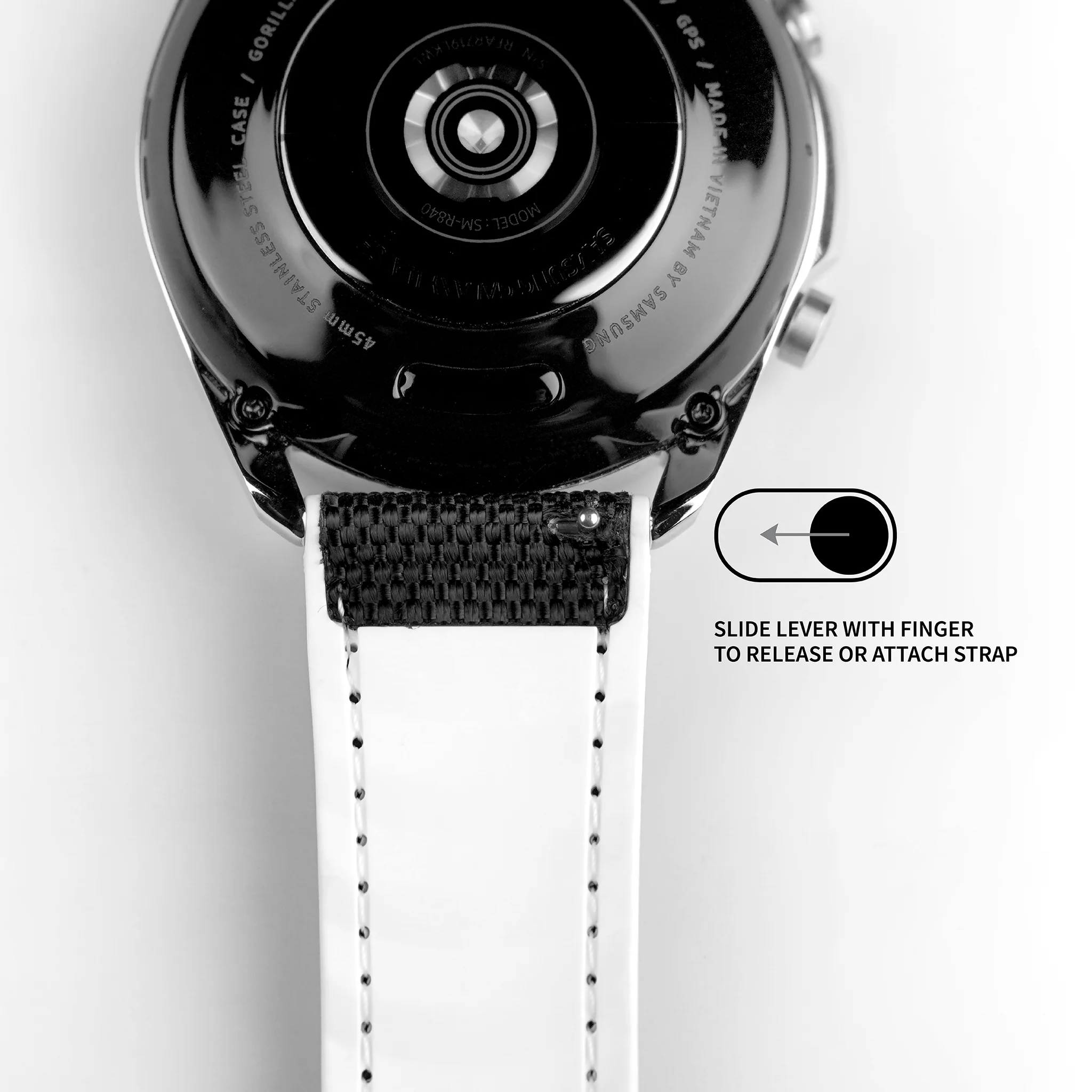 Black Cordura Fabric And Crimson Red Silicone Hybrid Watch Band - Image 6