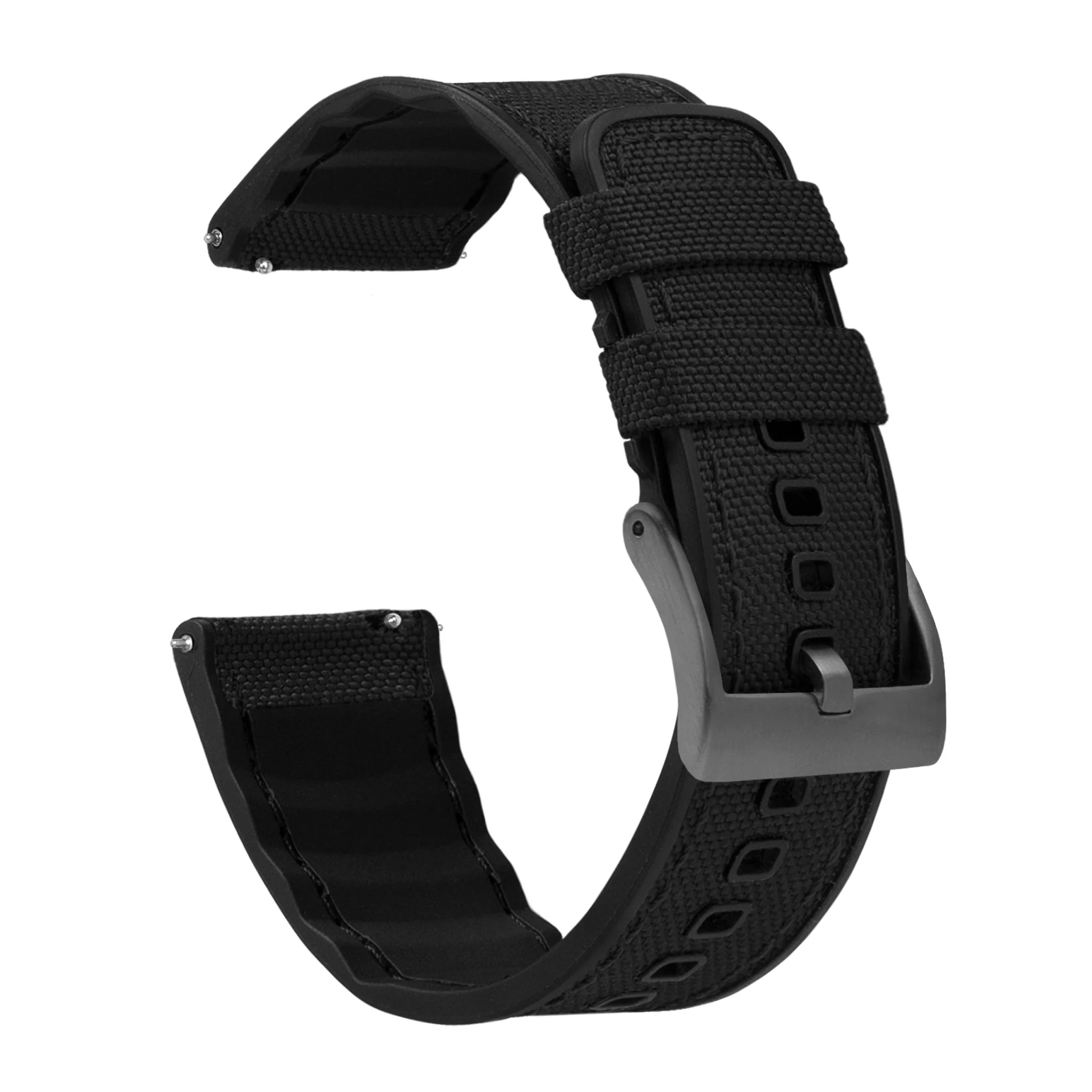 Black Cordura Fabric And Silicone Hybrid Watch Band - Image 12