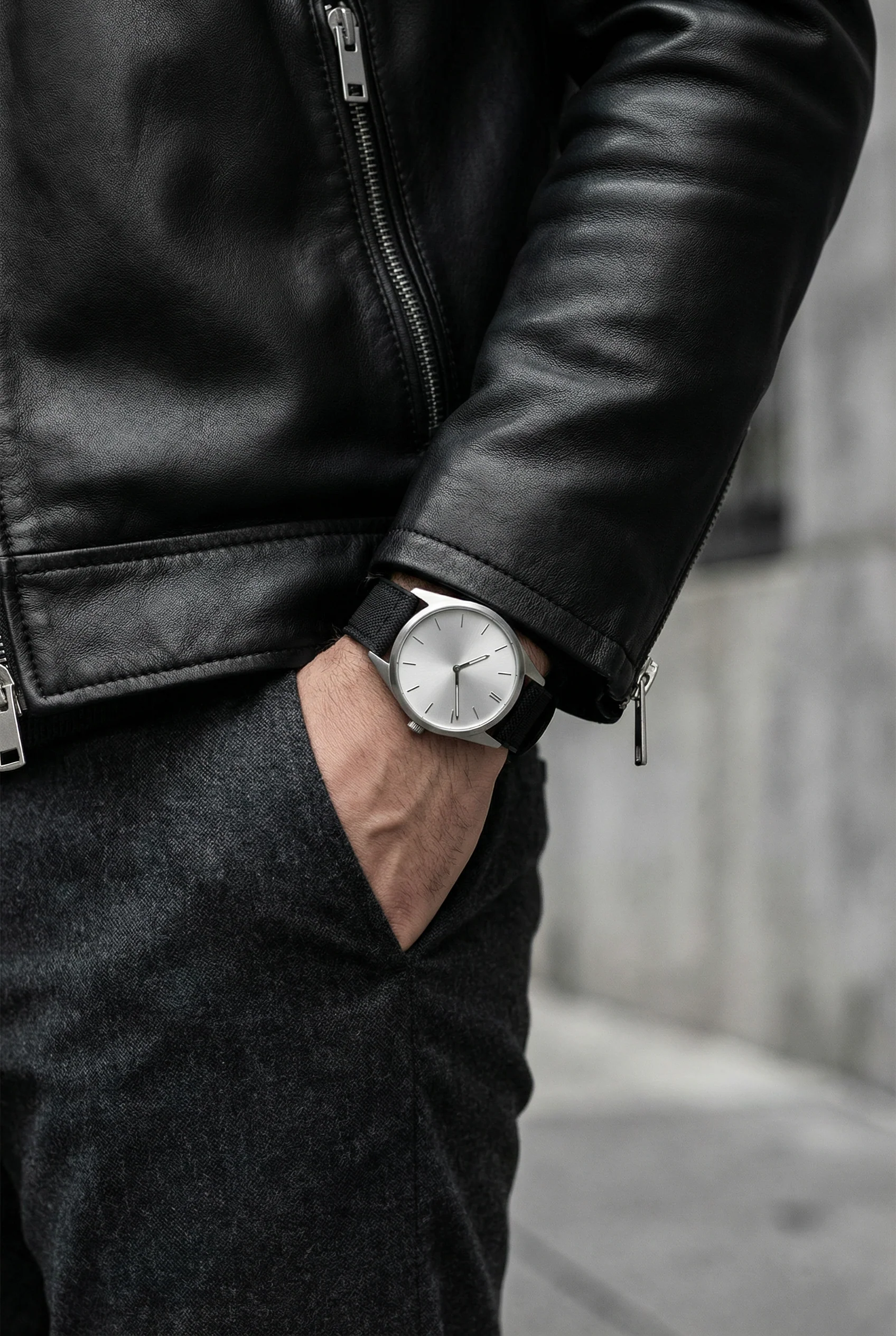 Black Cordura Fabric And Silicone Hybrid Watch Band - Image 3