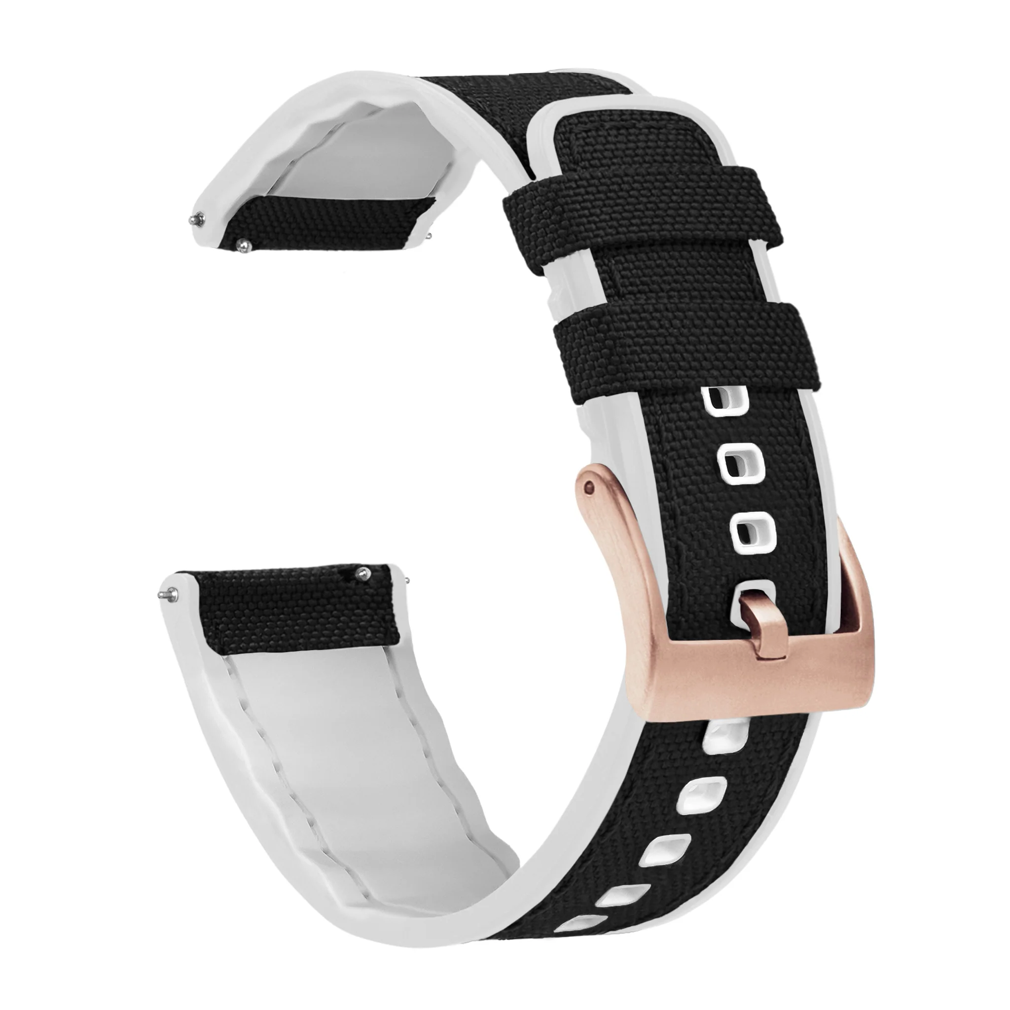 Black Cordura Fabric And White Silicone Hybrid Watch Band - Image 10