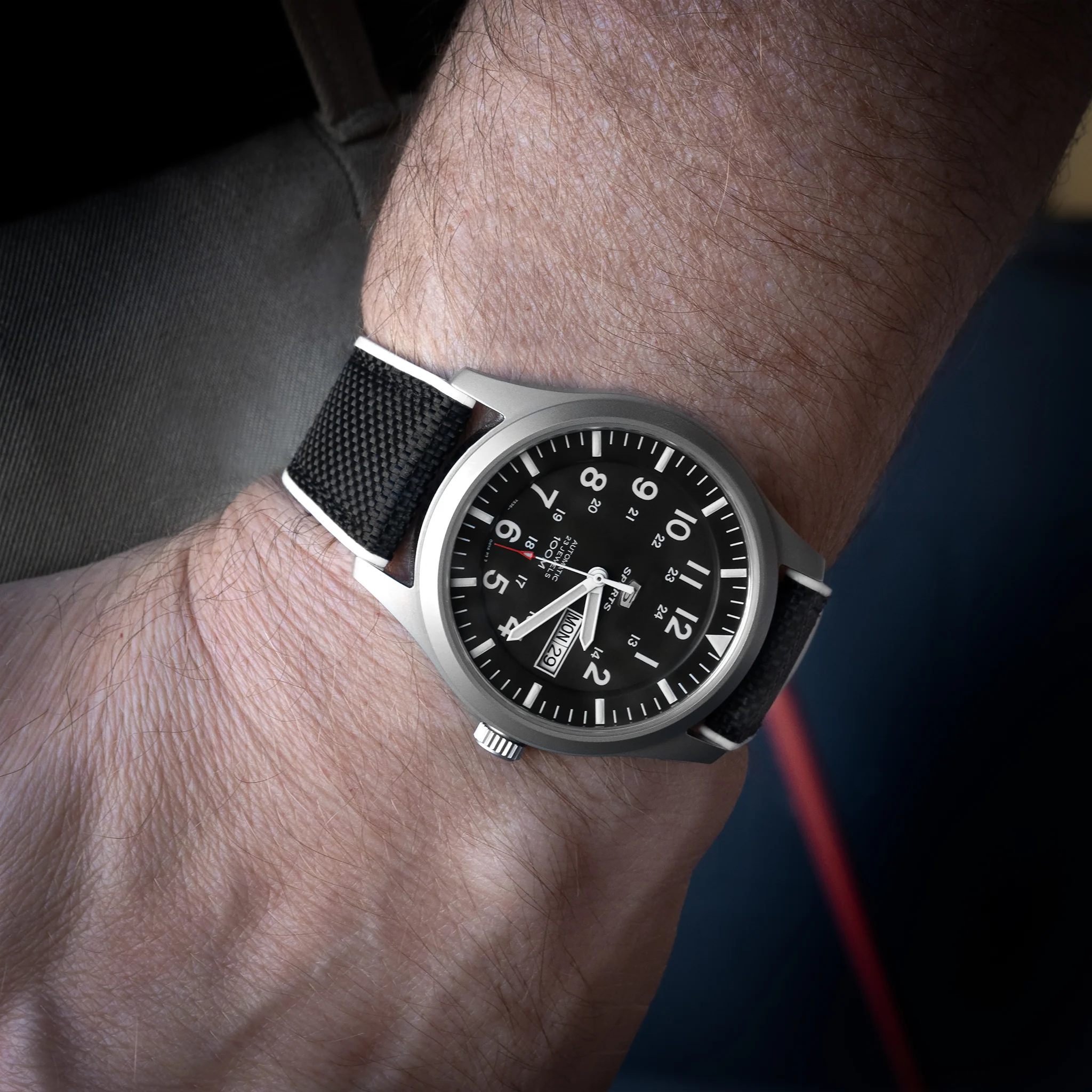 Black Cordura Fabric And White Silicone Hybrid Watch Band - Image 2