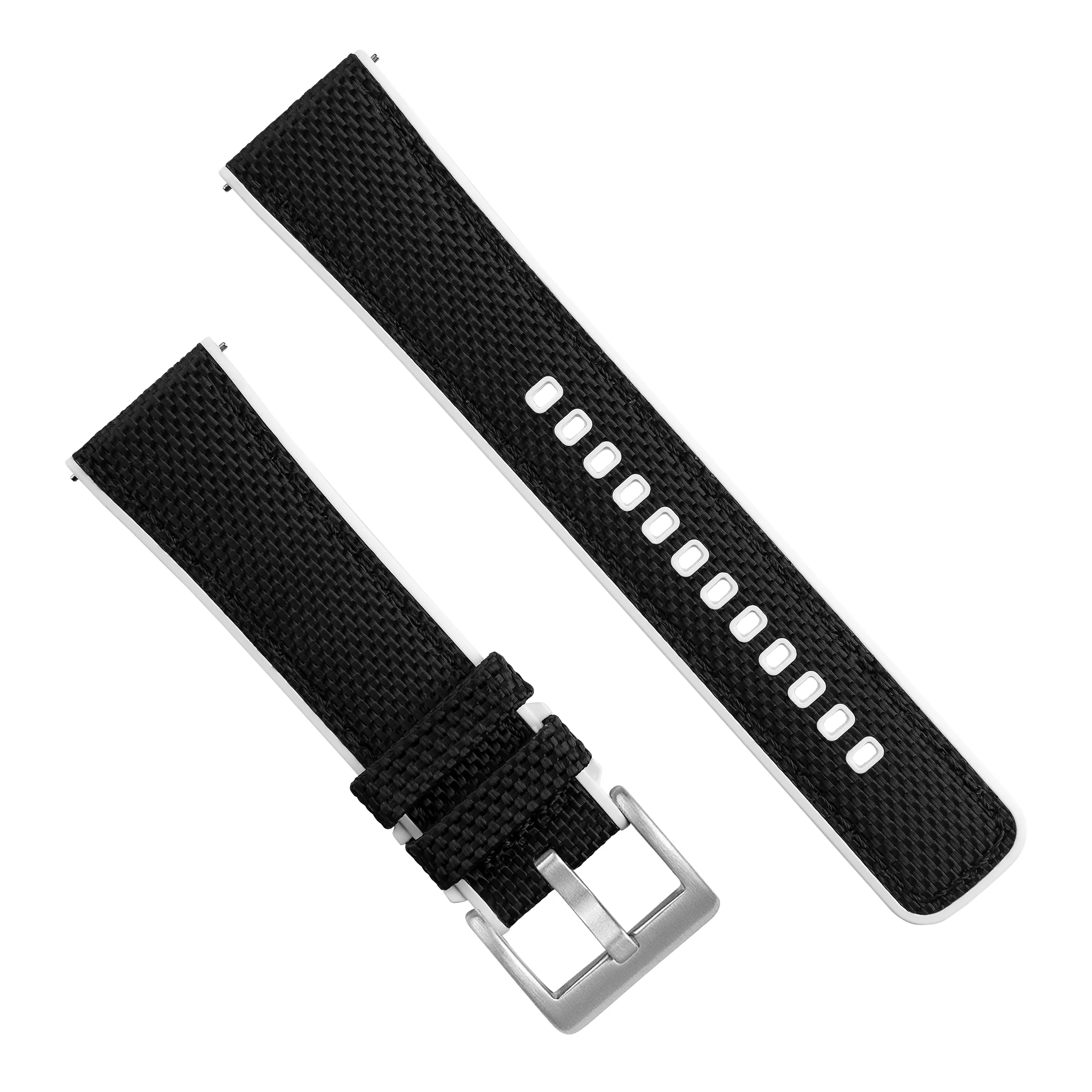 Black Cordura Fabric And White Silicone Hybrid Watch Band - Image 5