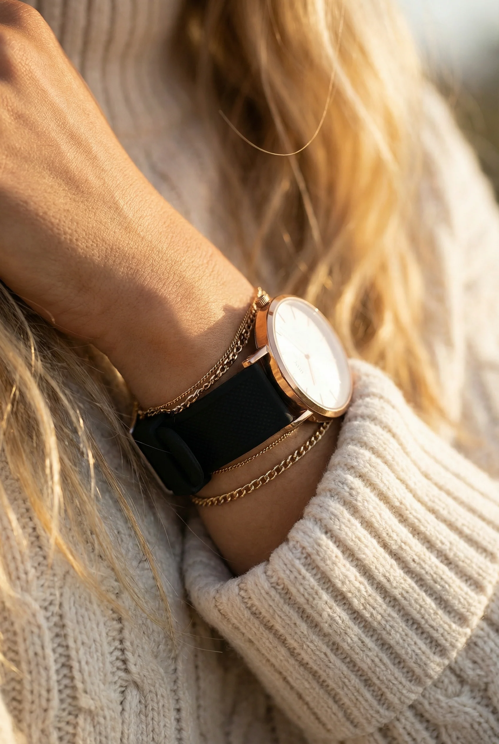 Black Silicone Watch Band (Women's) - Image 2