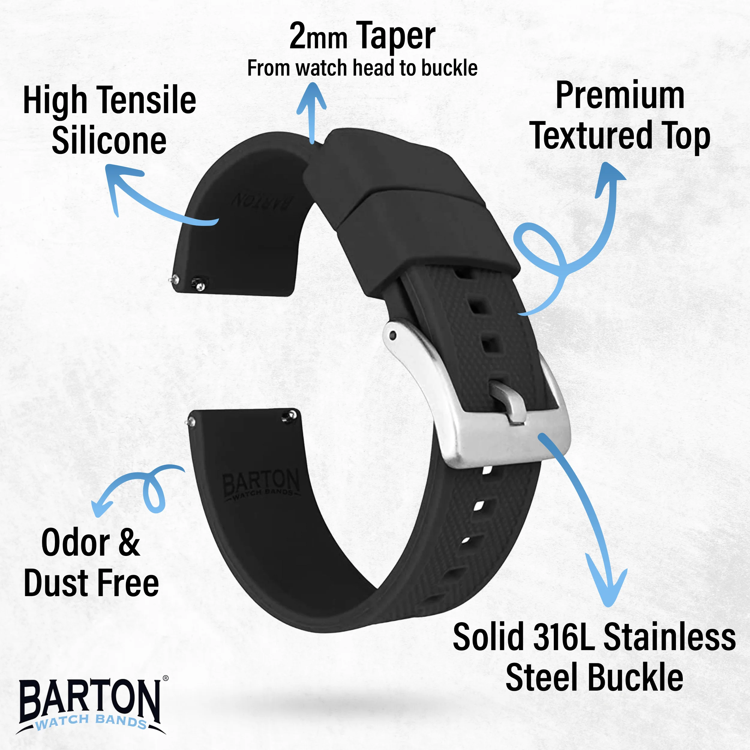 Black Elite Silicone Watch Band - Image 5
