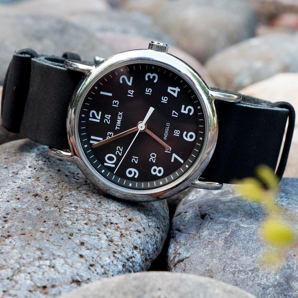 Black Leather NATO® style Watch Band - Image 2
