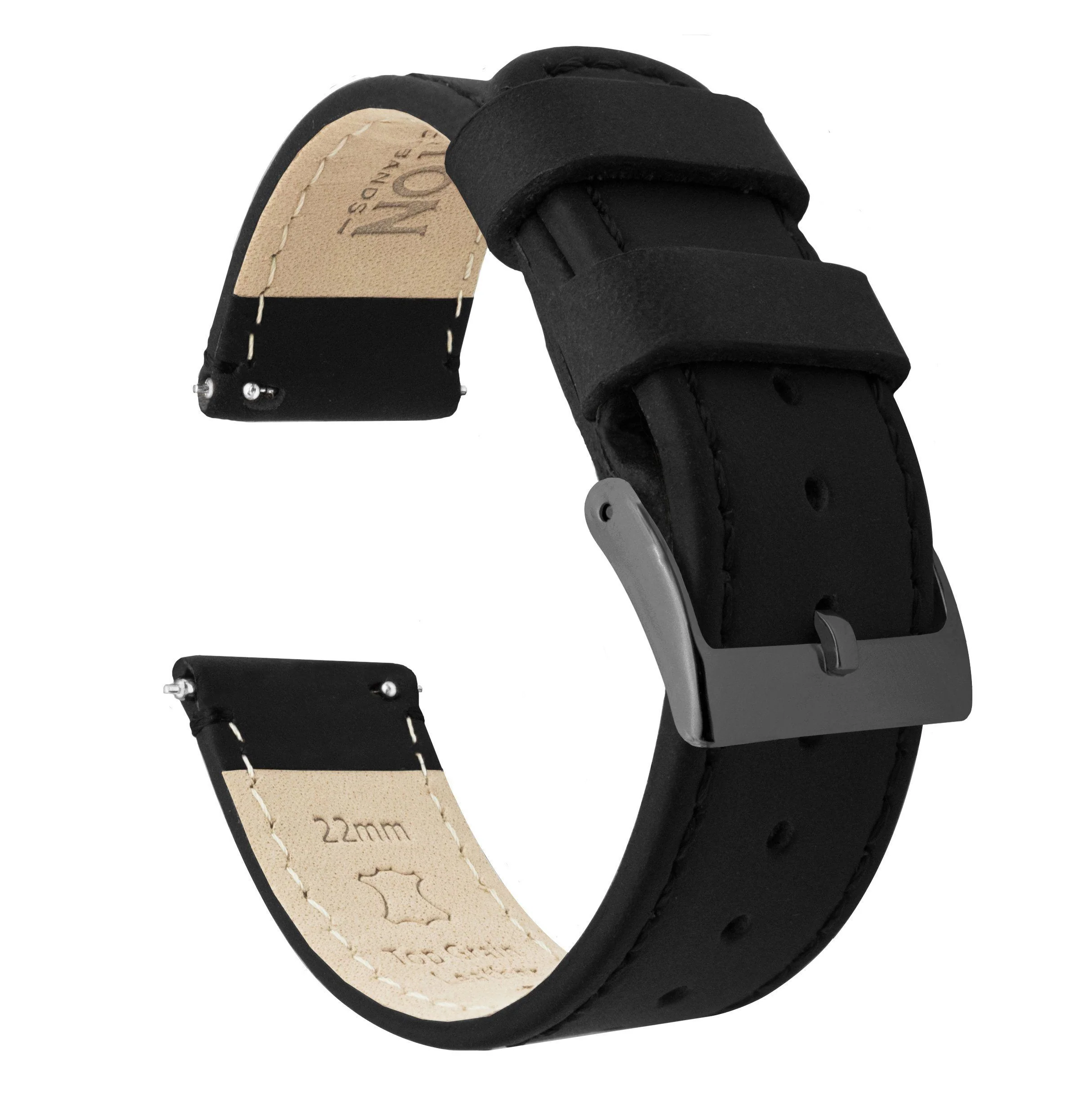 Black Leather Quick Release Watch Band - Image 12