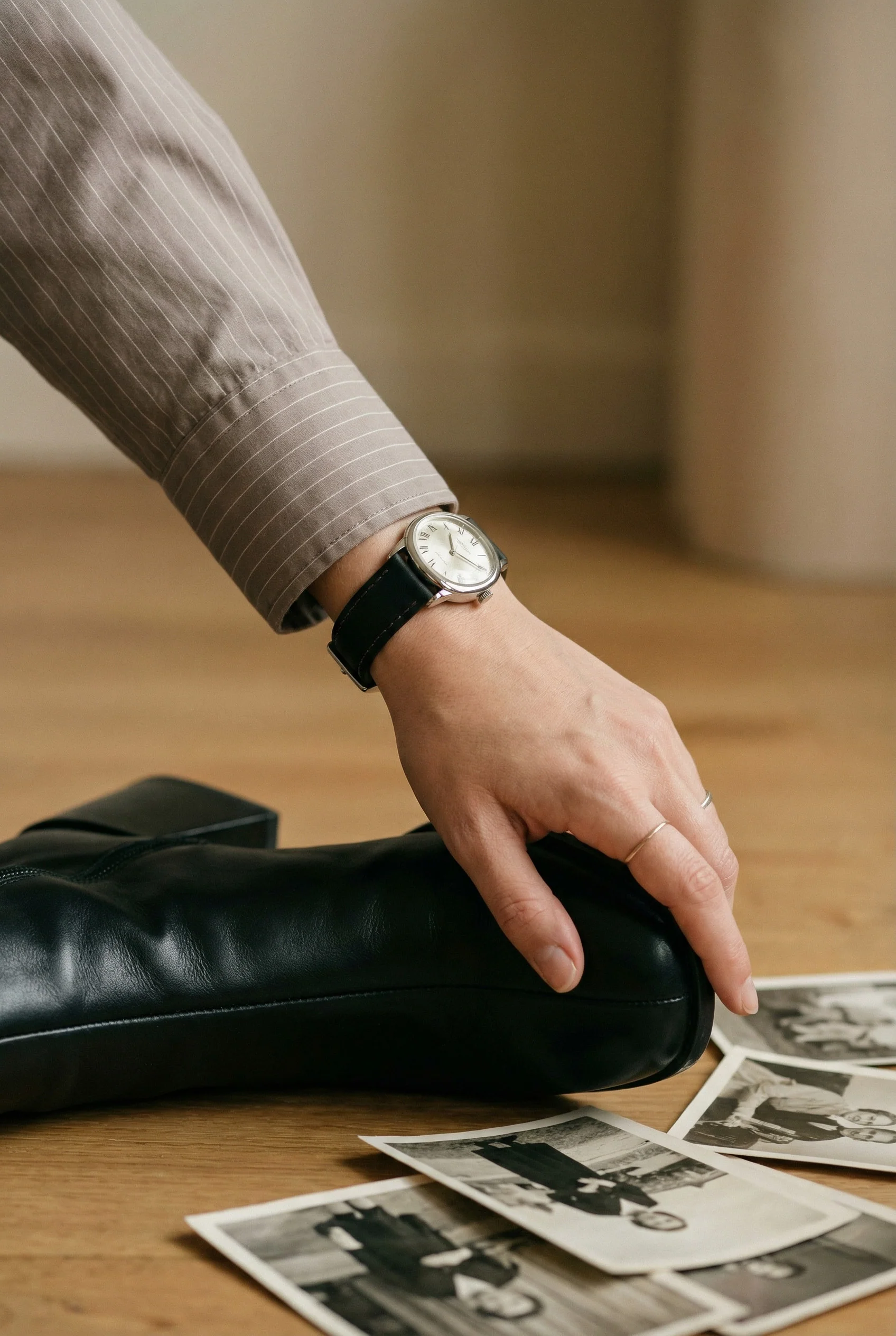 Black Leather Quick Release Watch Band (Women's) - Image 3