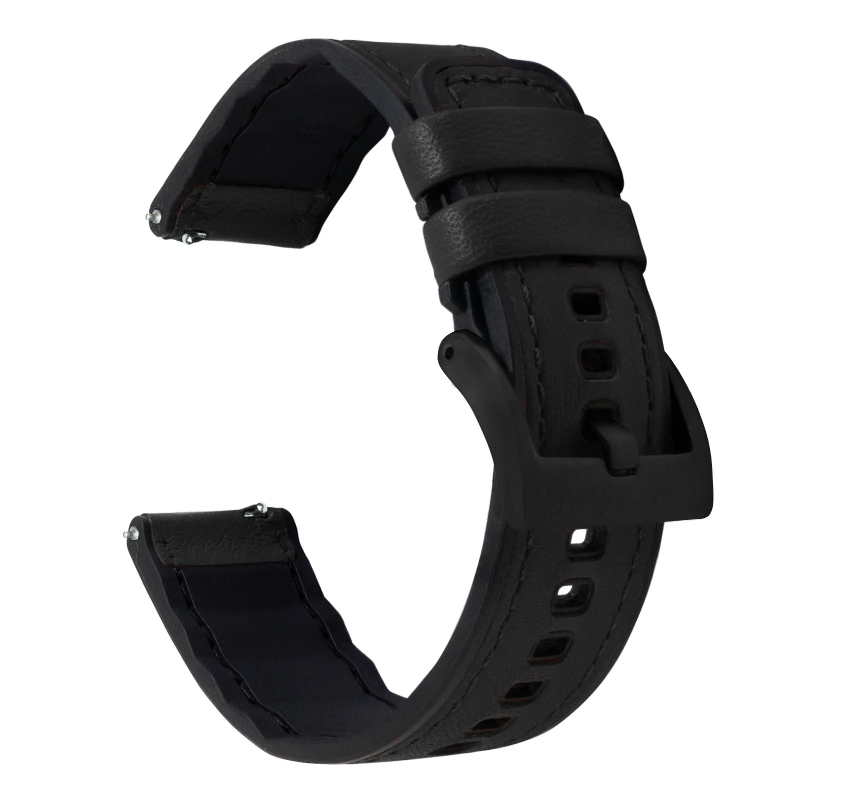 Black Pittards Water Resistant Leather Silicone Base Watch Band - Image 5