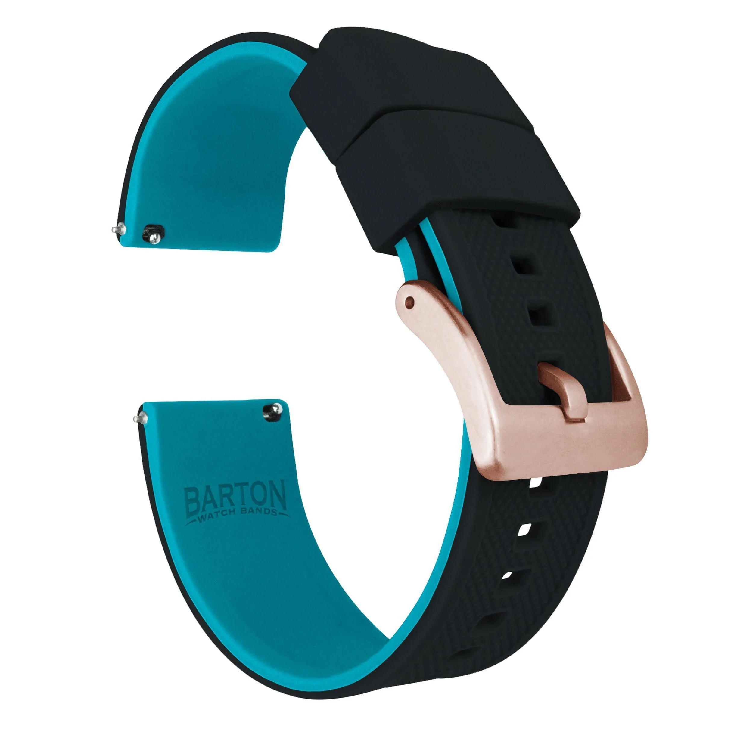 Black Top Aqua Blue Bottom Elite Silicone Watch Band - Image 11