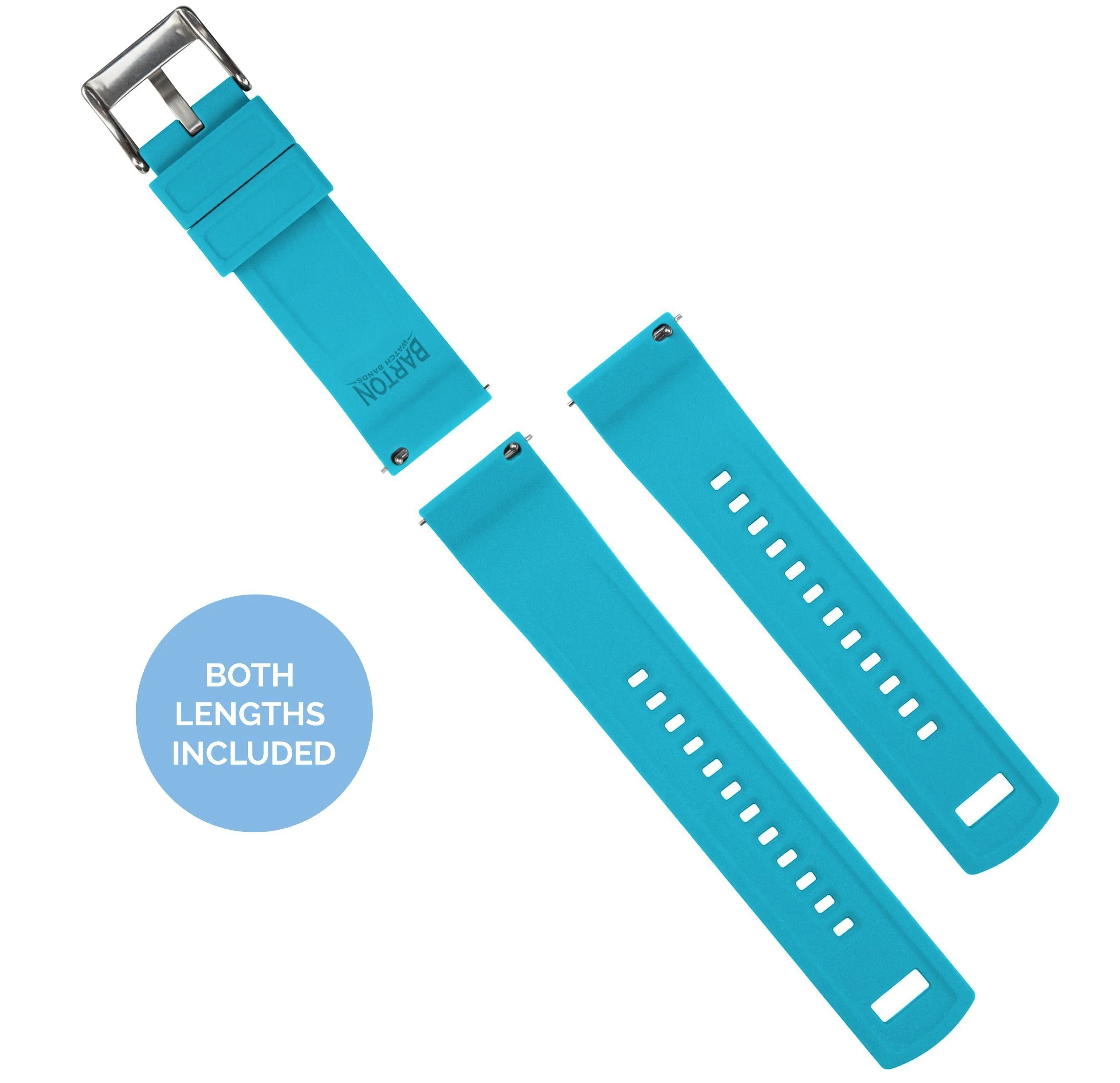 Black Top Aqua Blue Bottom Elite Silicone Watch Band - Image 4