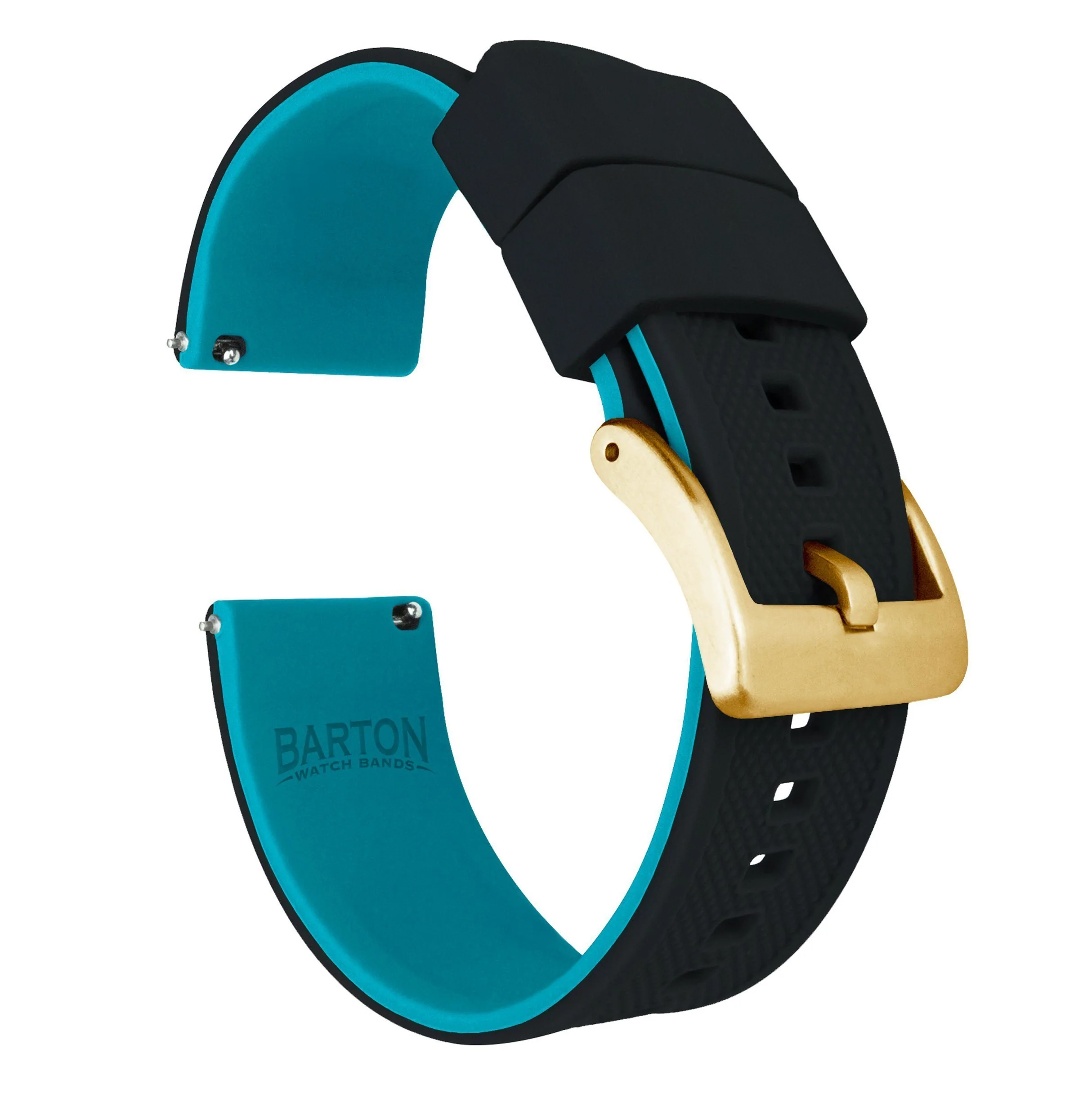 Black Top Aqua Blue Bottom Elite Silicone Watch Band - Image 9