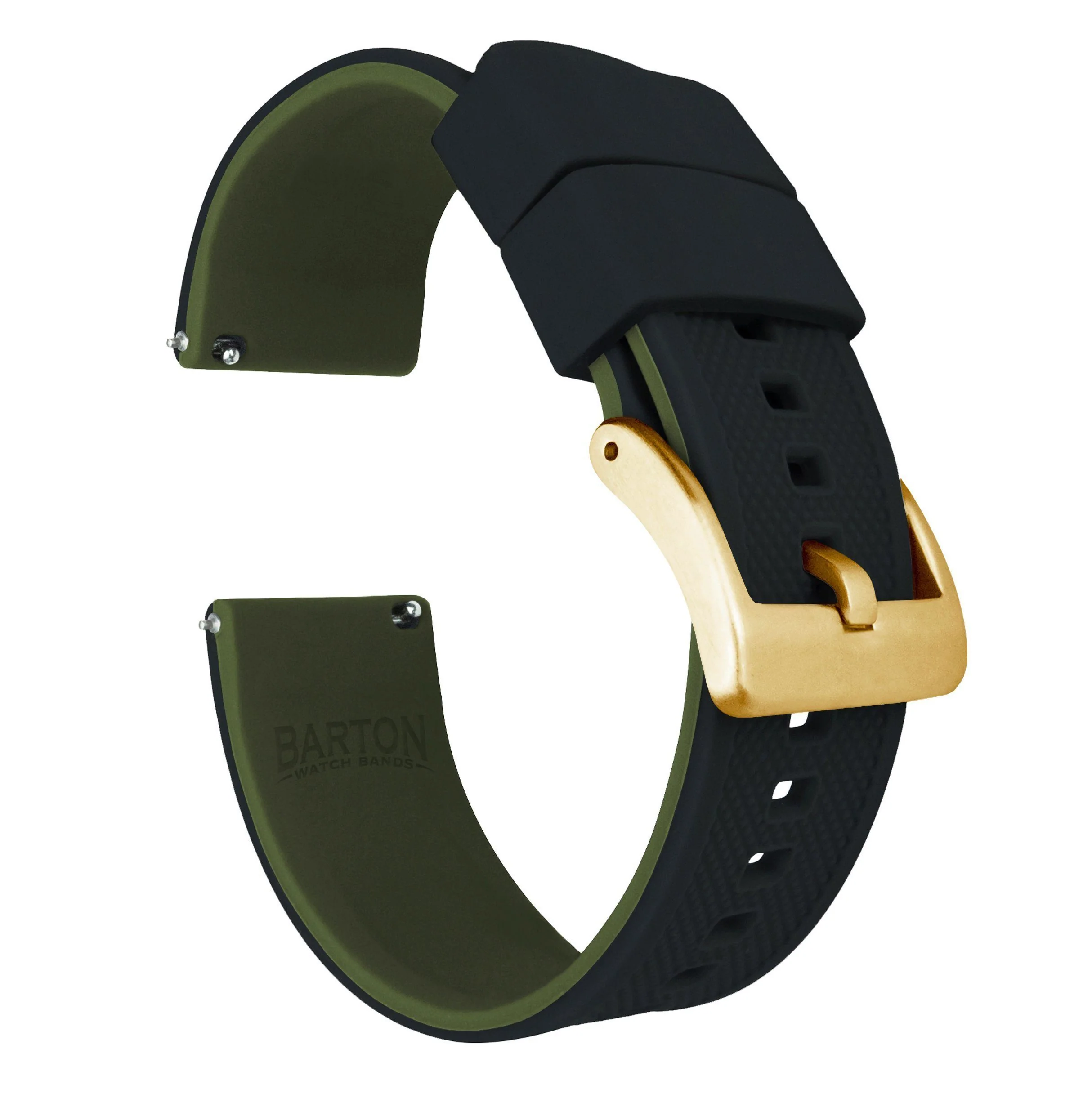 Black Top Army Green Bottom Elite Silicone Watch Band - Image 8
