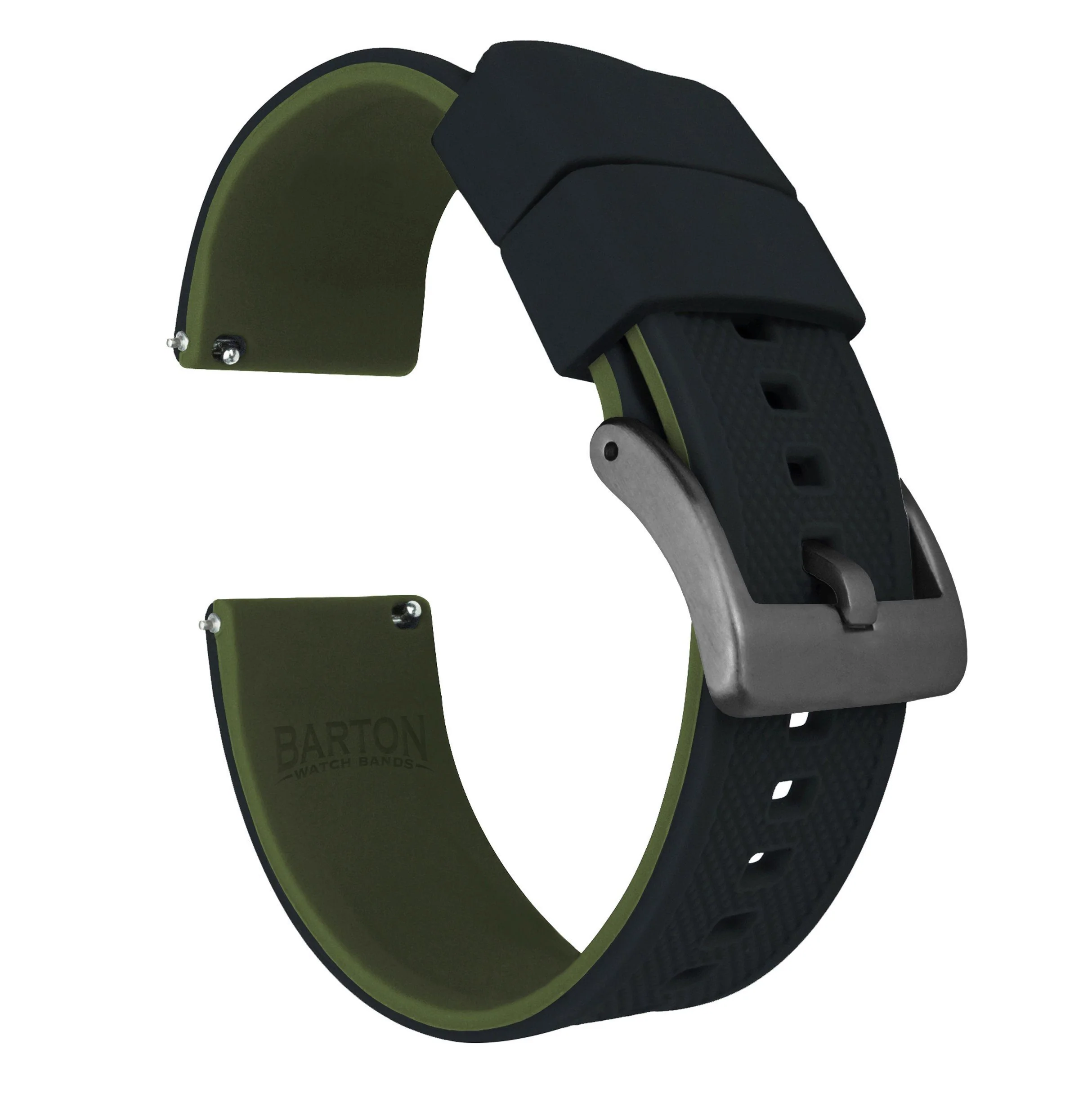 Black Top Army Green Bottom Elite Silicone Watch Band - Image 9