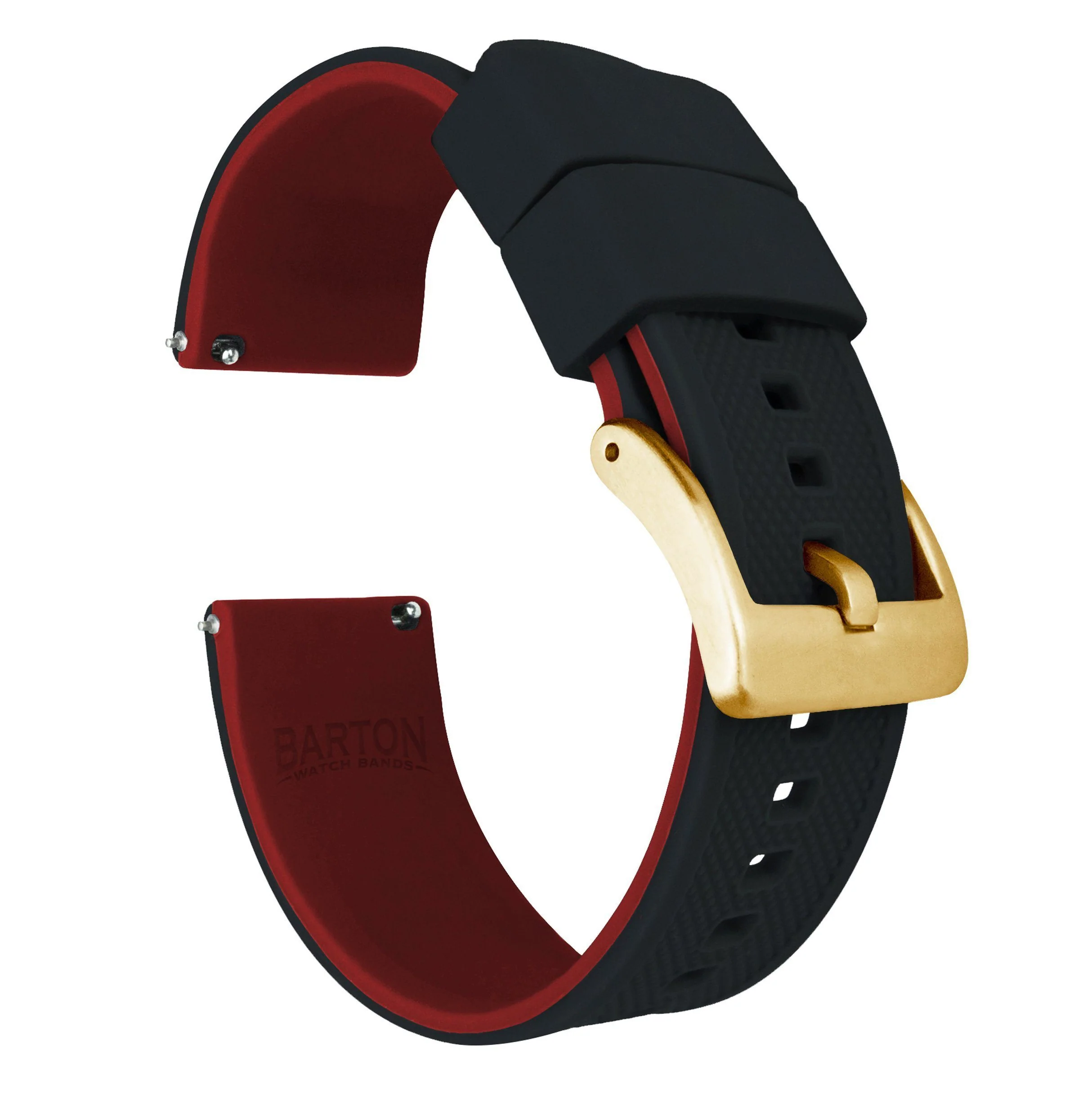 Black Top Crimson Red Bottom Elite Silicone Watch Band - Image 10
