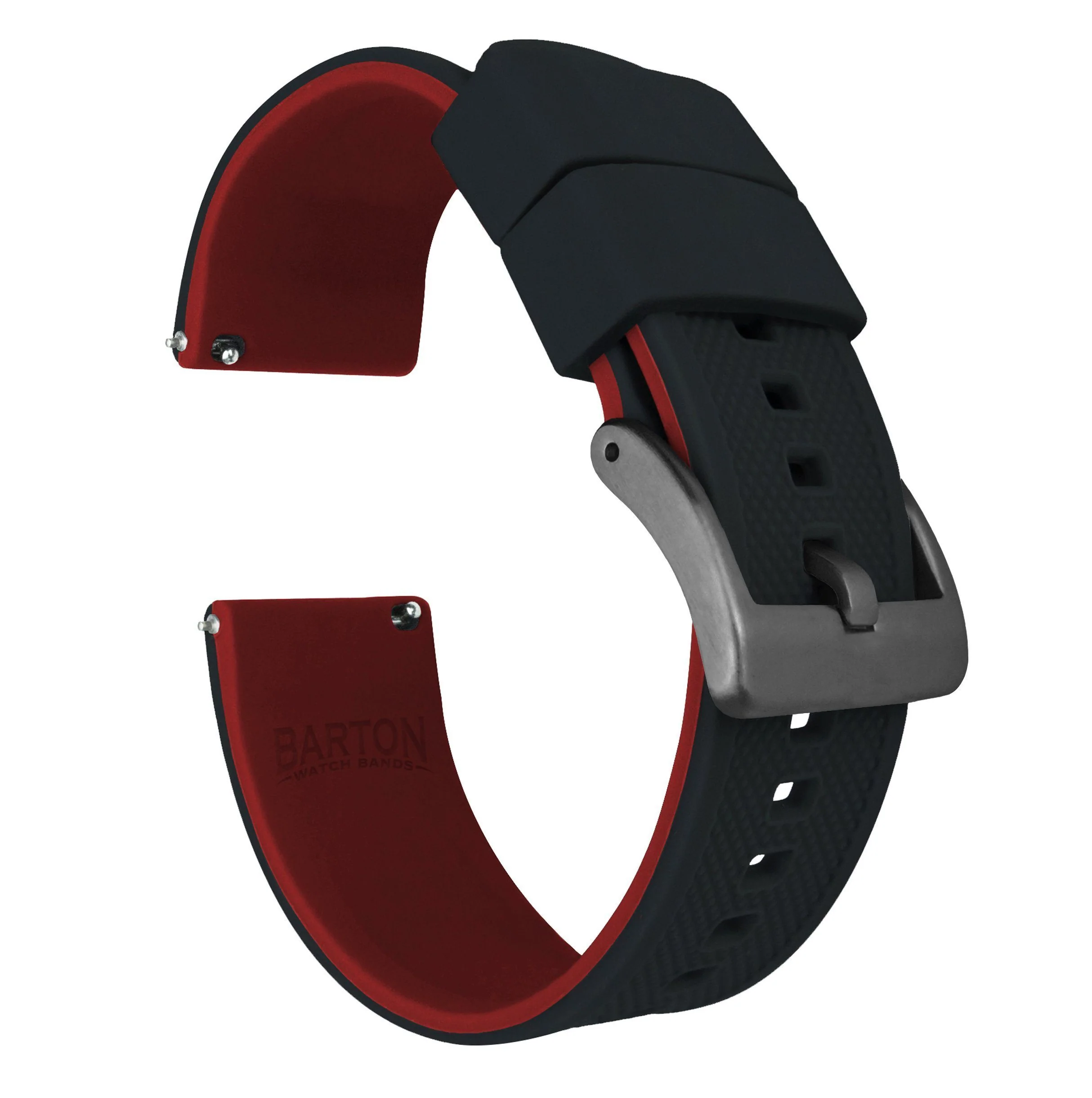 Black Top Crimson Red Bottom Elite Silicone Watch Band - Image 11