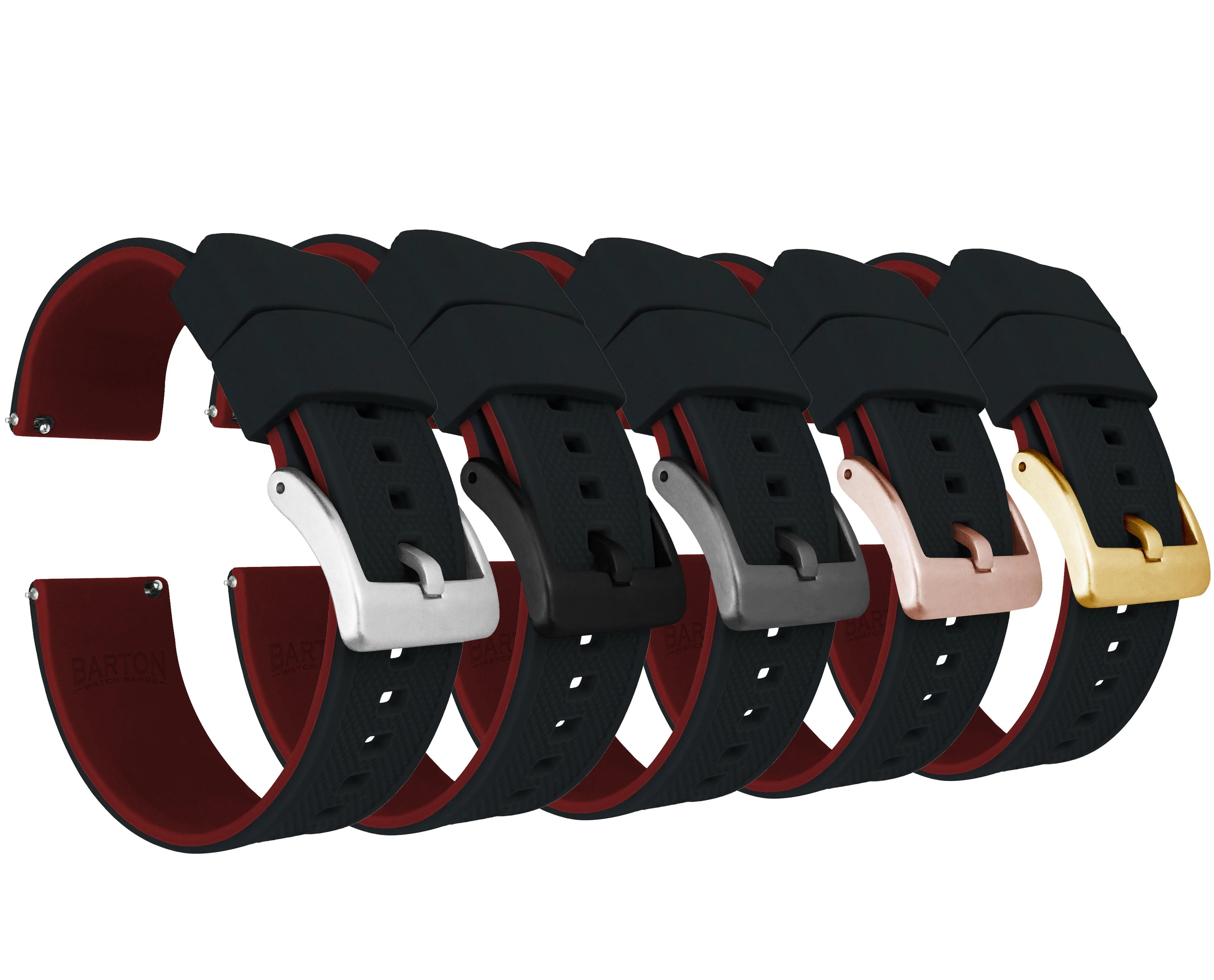 Black Top Crimson Red Bottom Elite Silicone Watch Band - Image 2