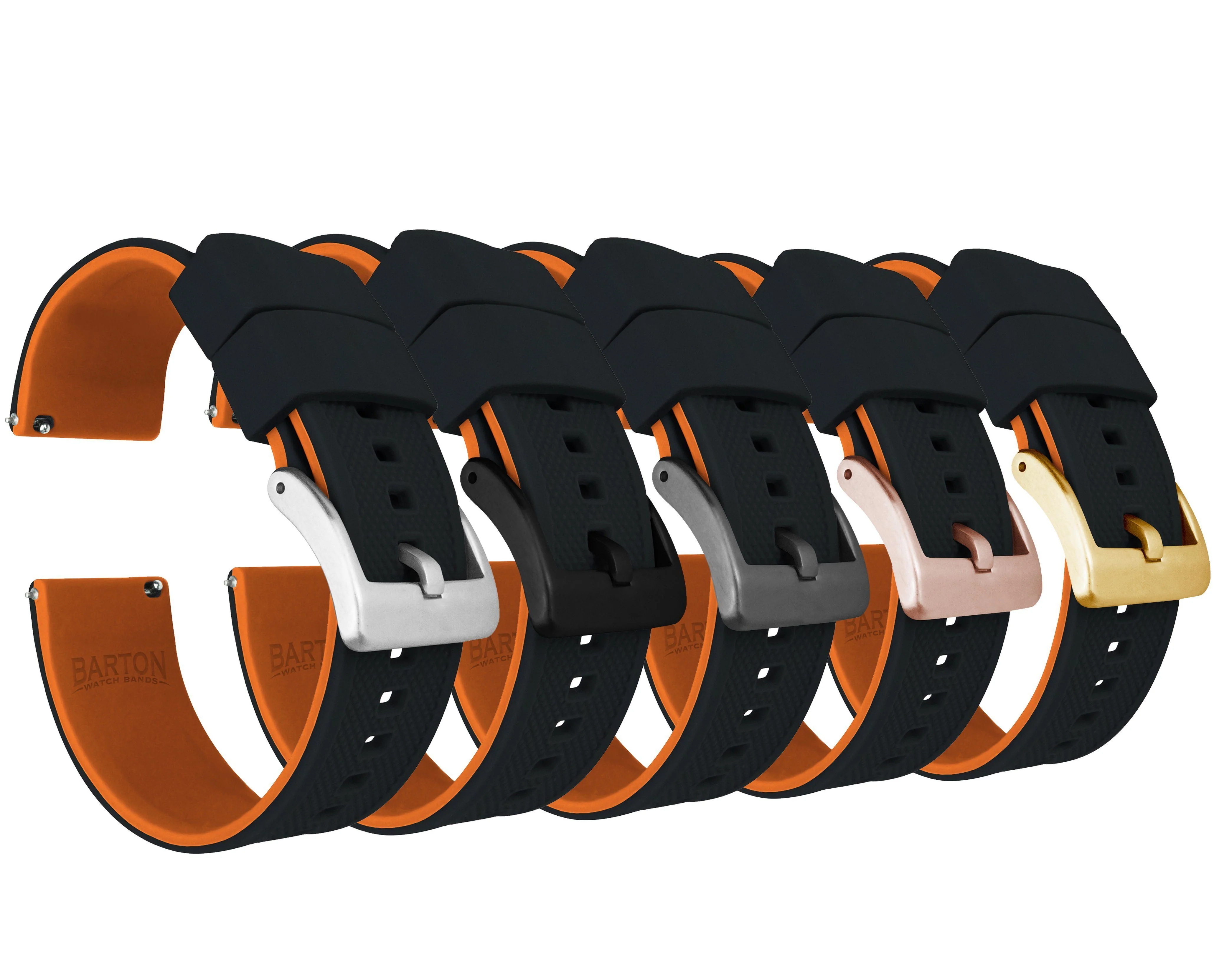 Black Top Pumpkin Orange Bottom Elite Silicone Watch Band - Image 2