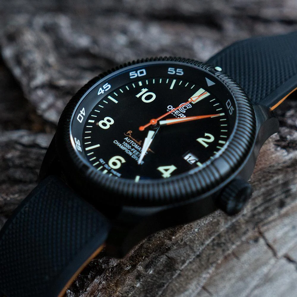 Black Top Pumpkin Orange Bottom Elite Silicone Watch Band - Image 5