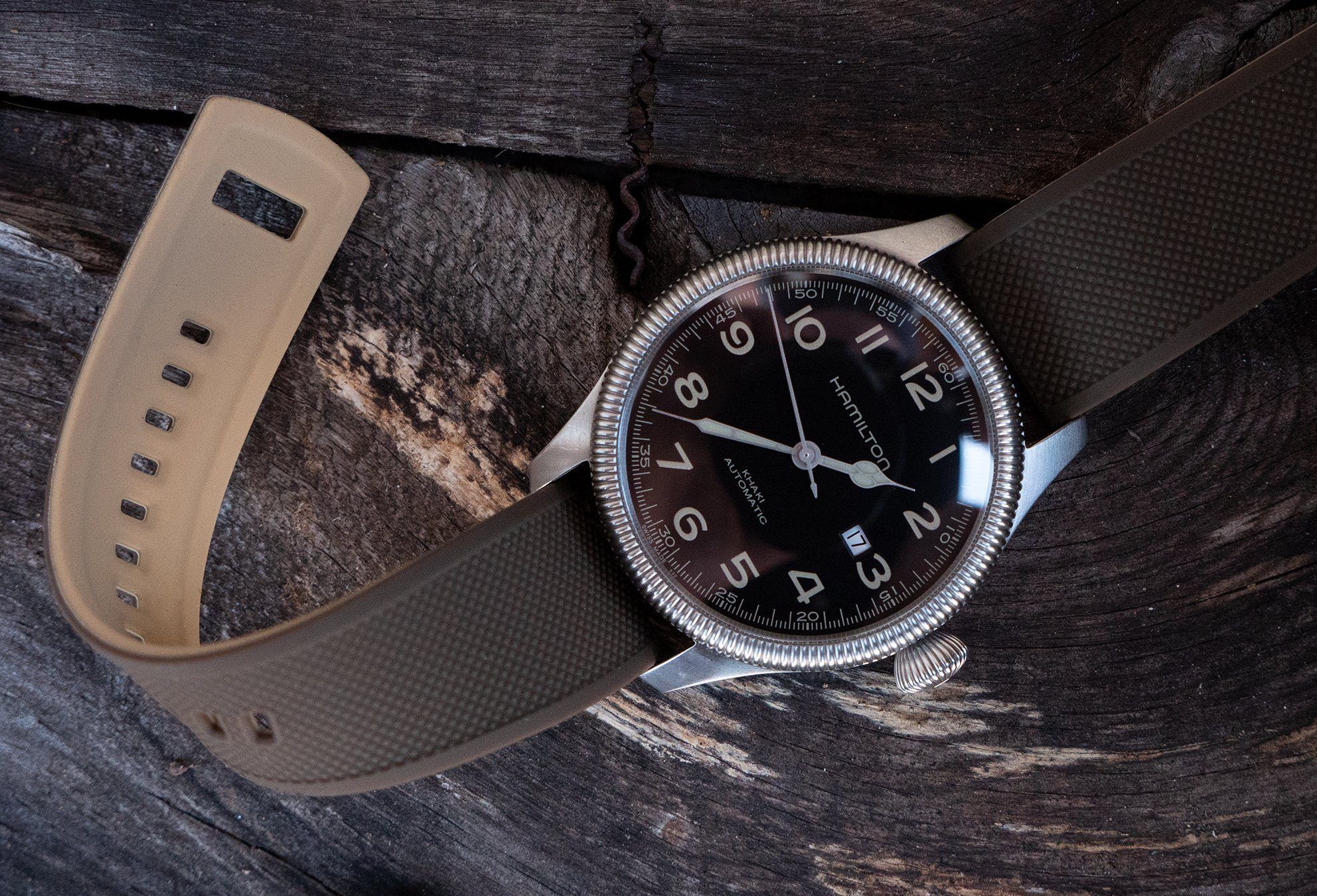 Brown Top Khaki Bottom Elite Silicone Watch Band - Image 4