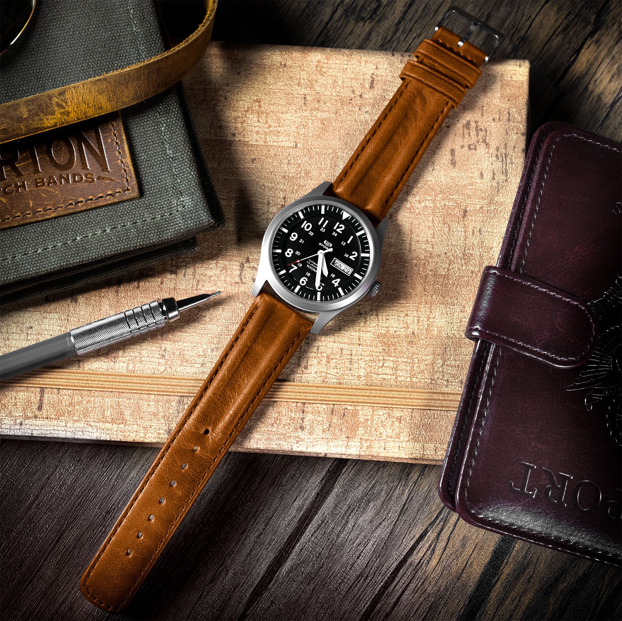 Caramel Brown Classic Horween Leather Watch Band - Image 2