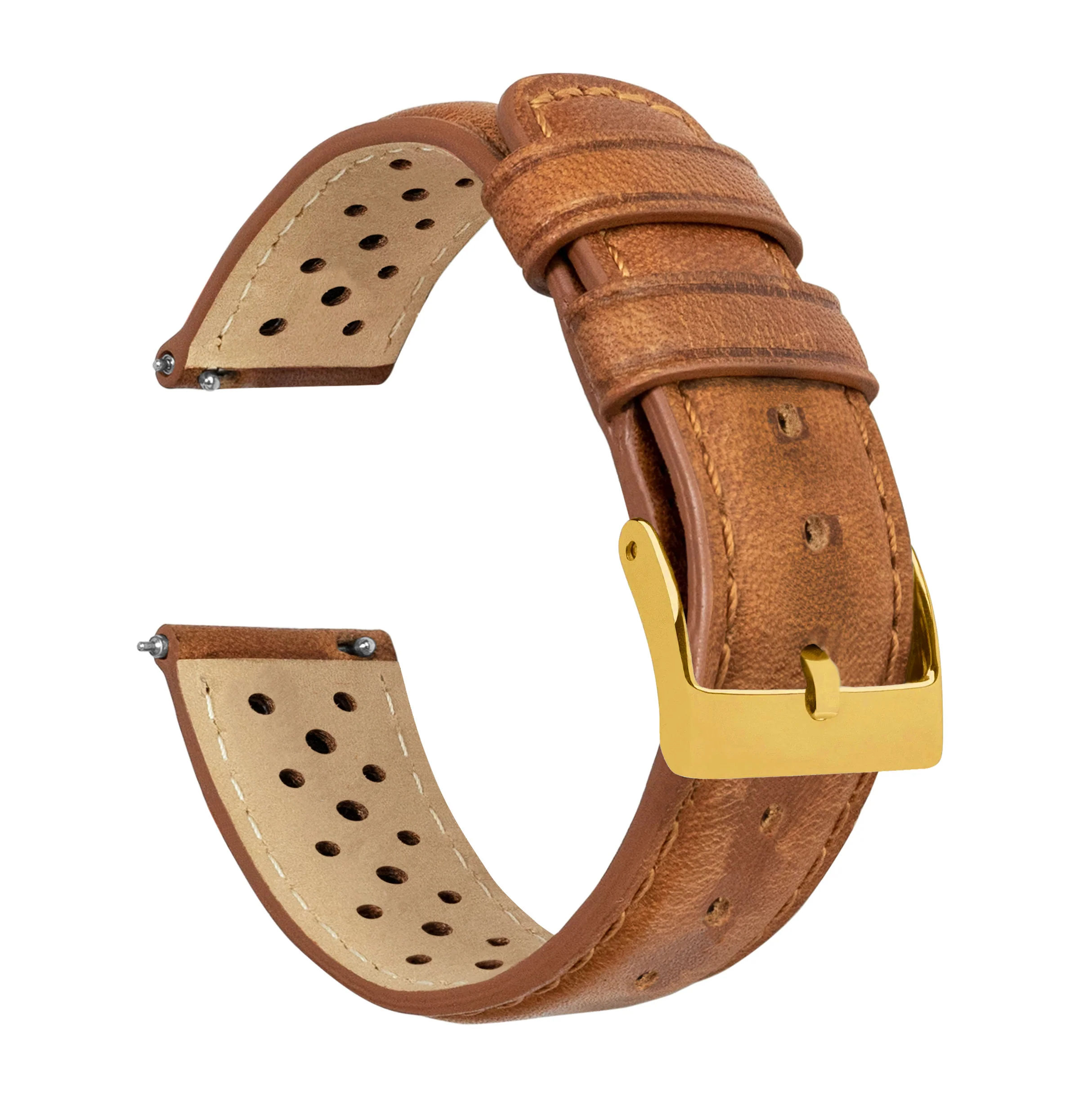 Caramel Brown Racing Horween Leather Watch Band - Image 8