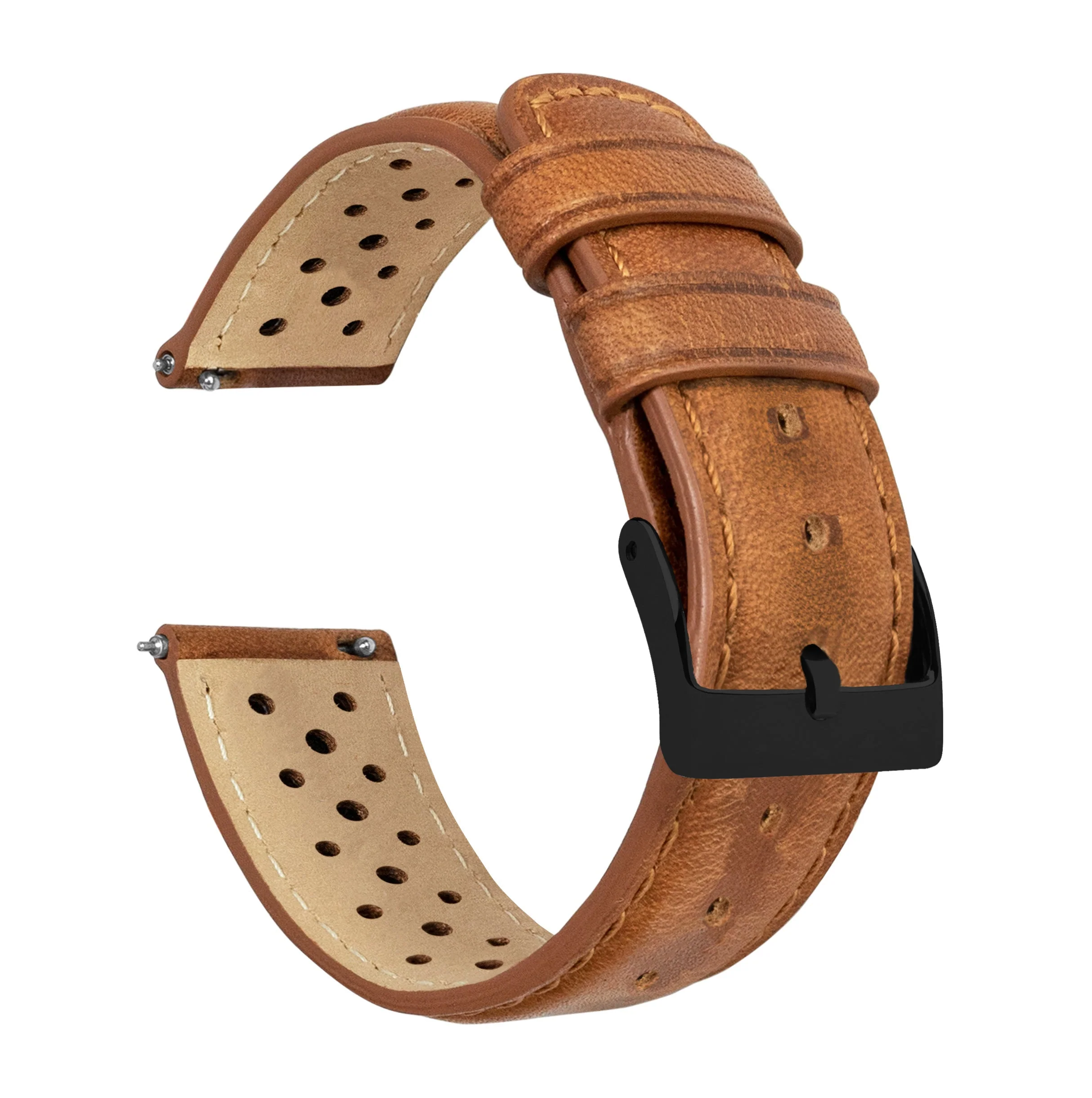 Caramel Brown Racing Horween Leather Watch Band - Grand Seiko (20mm) - Image 6