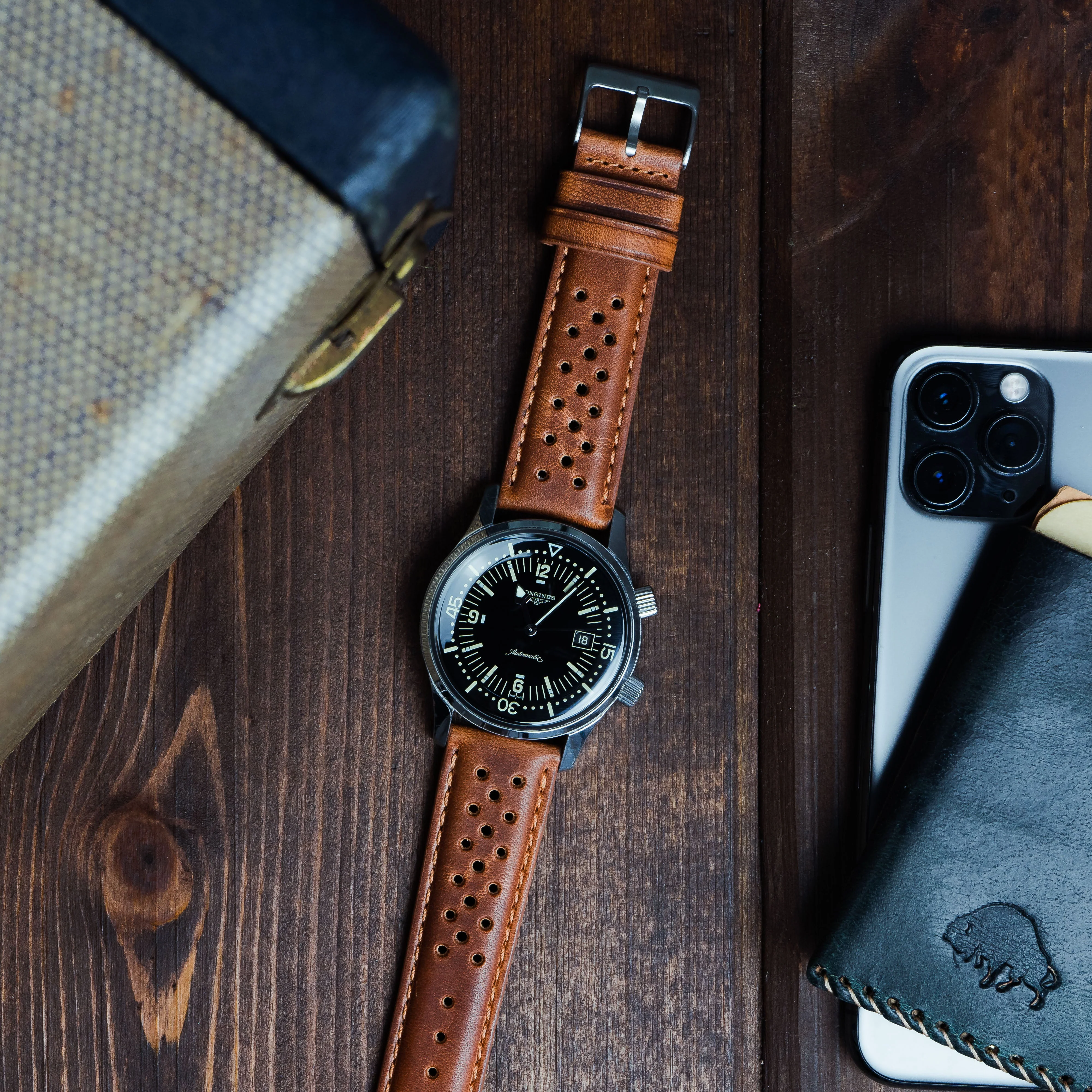 Caramel Brown Racing Horween Leather Watch Band - Tudor Black Bay 58 & Pro (20mm) - Image 3