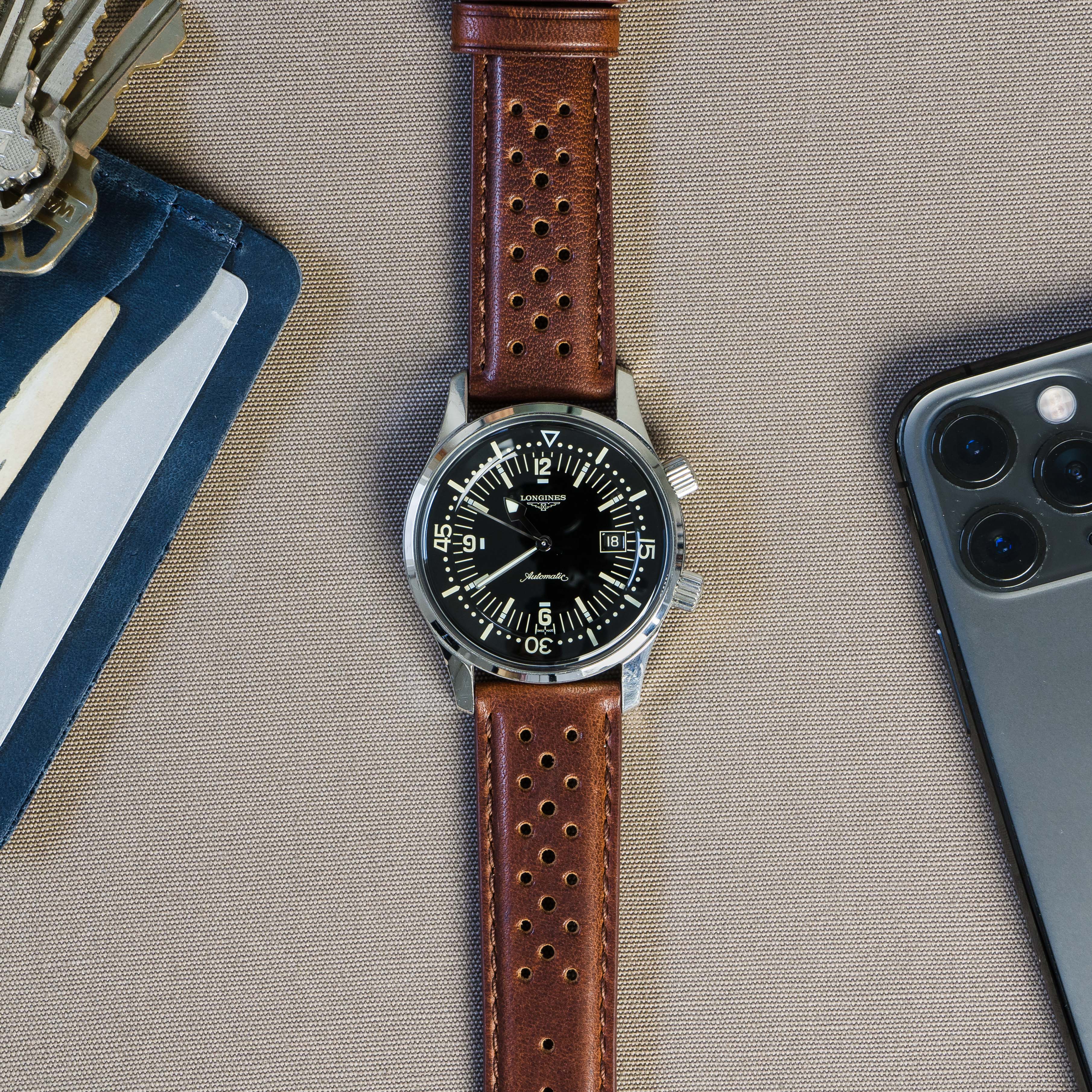 Chocolate Brown Racing Horween Leather Watch Band - Grand Seiko (20mm) - Image 3