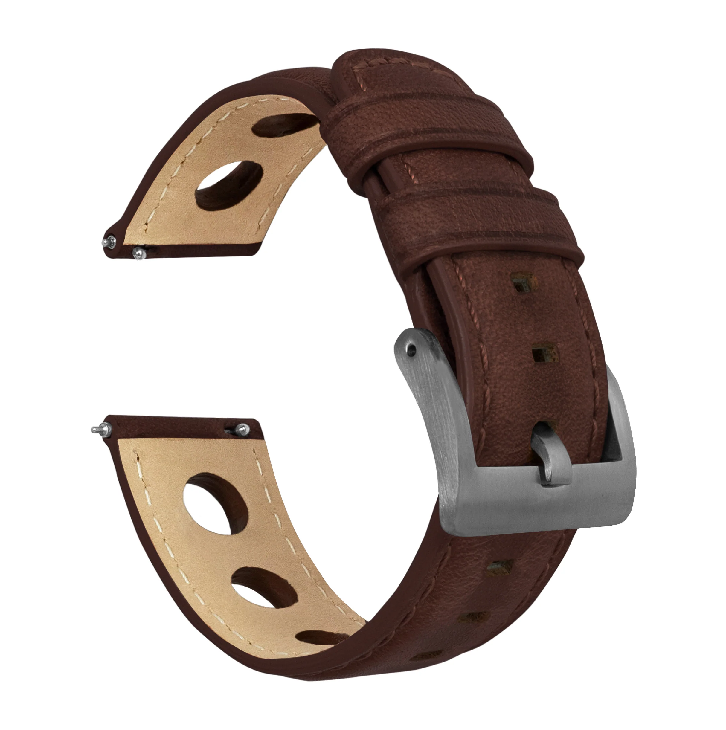 Chocolate Brown Rally Horween Leather Watch Band - Image 7