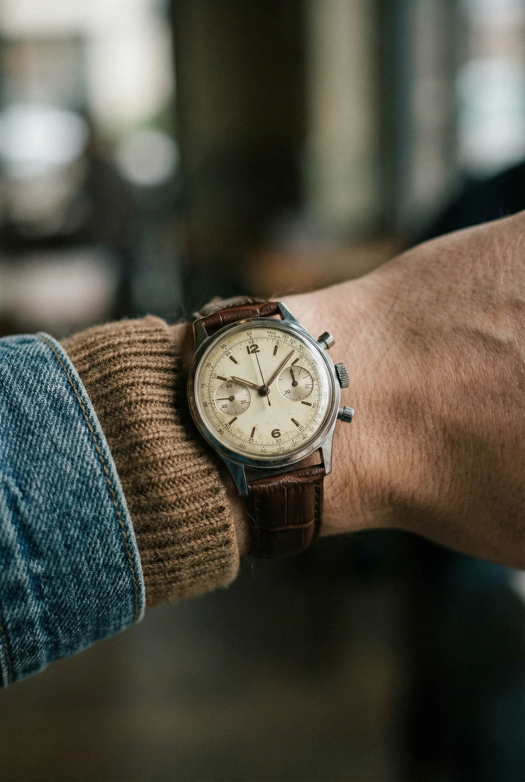 Coffee Brown Alligator Grain Leather Watch Band - Image 3