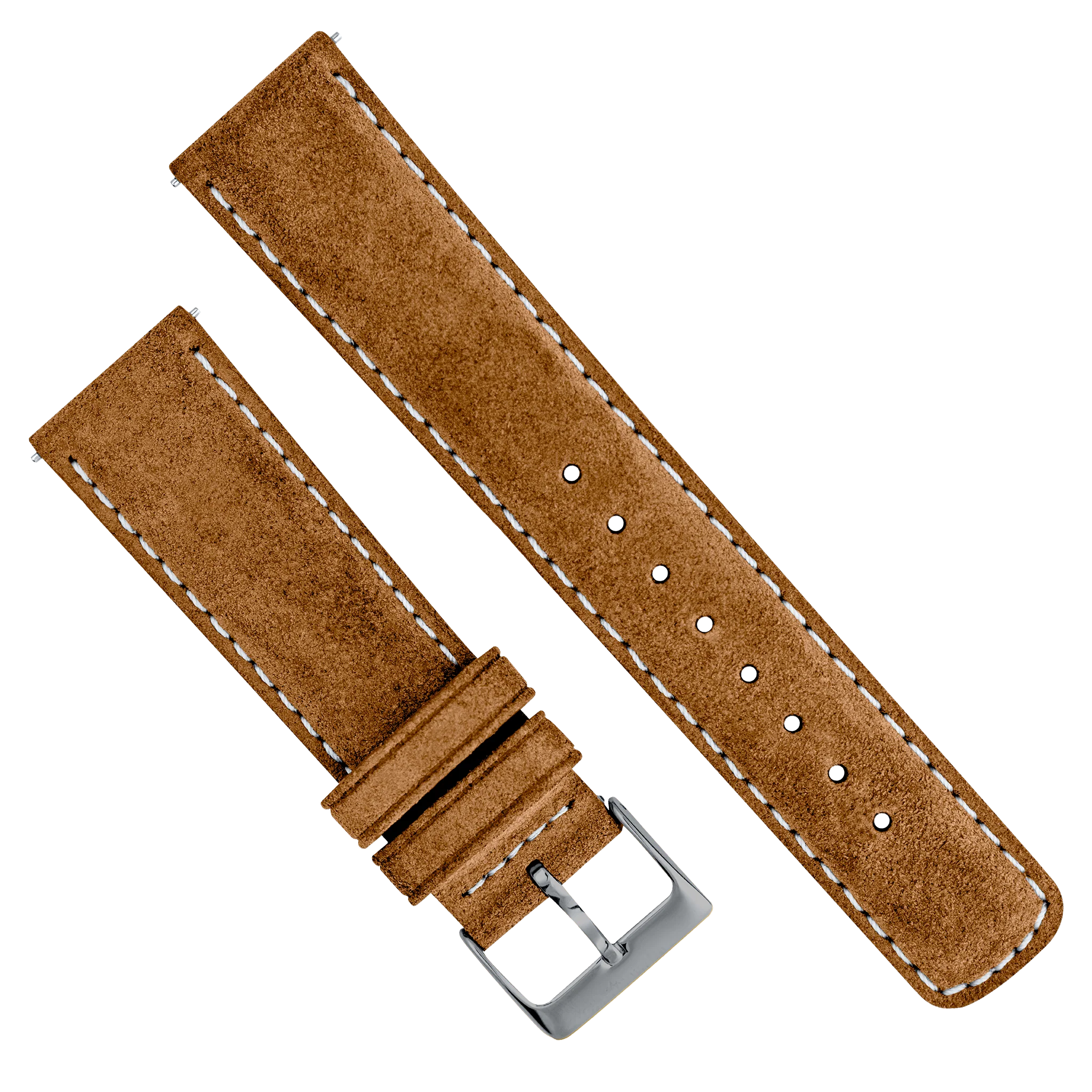 Cognac Brown Italian Suede Beige Stitching Watch Band - Image 4