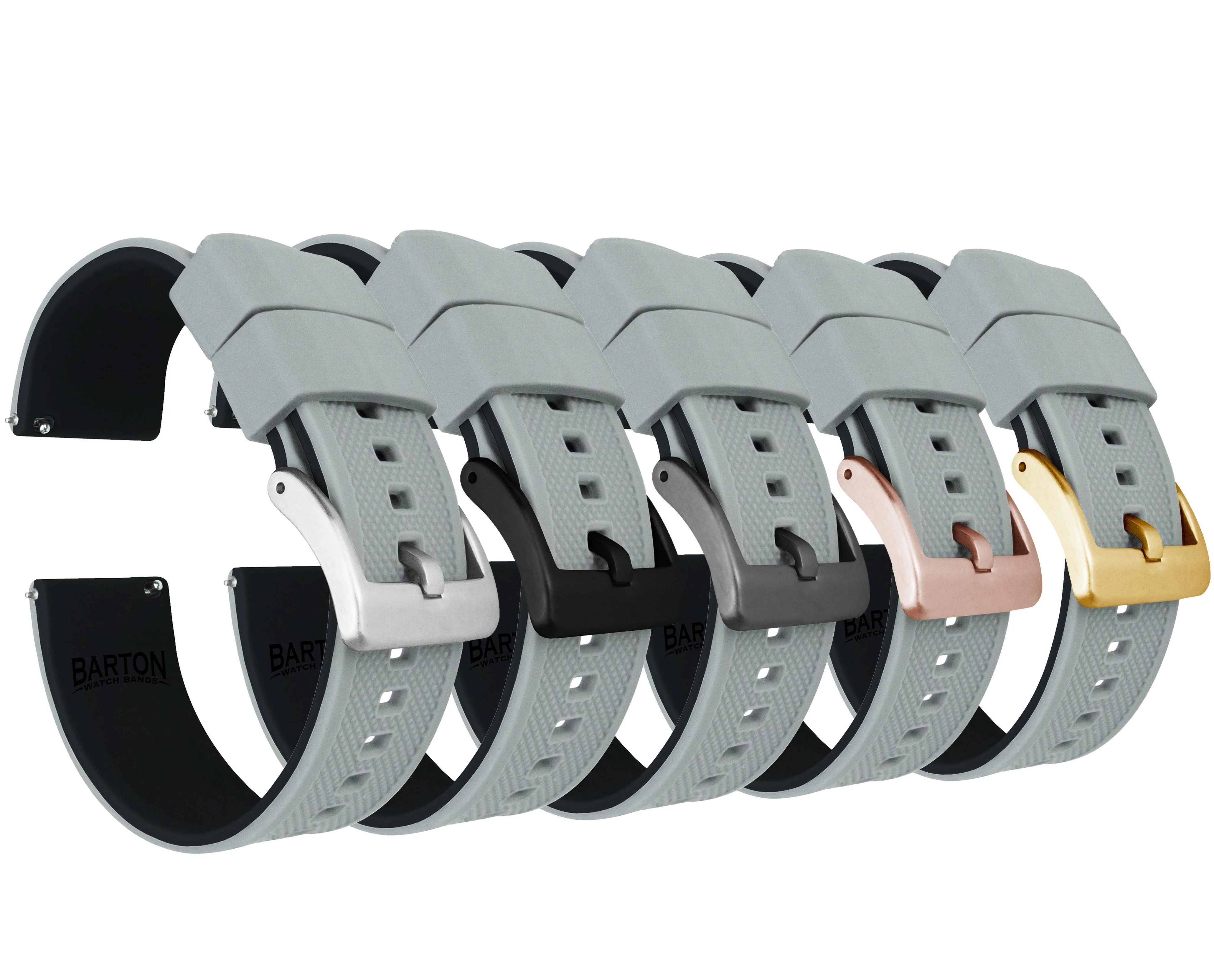 Cool Grey Top Black Bottom Elite Silicone Watch Band - Image 2