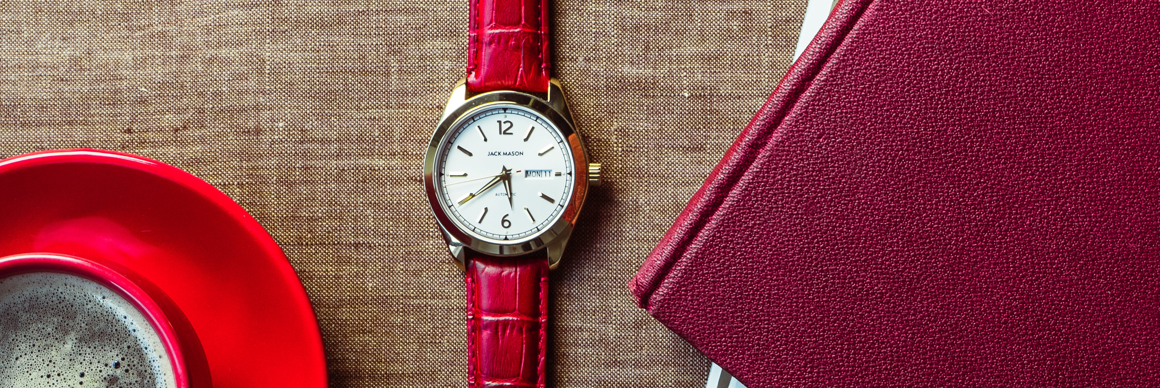Crimson Red Alligator Grain Leather Watch Band - Image 2