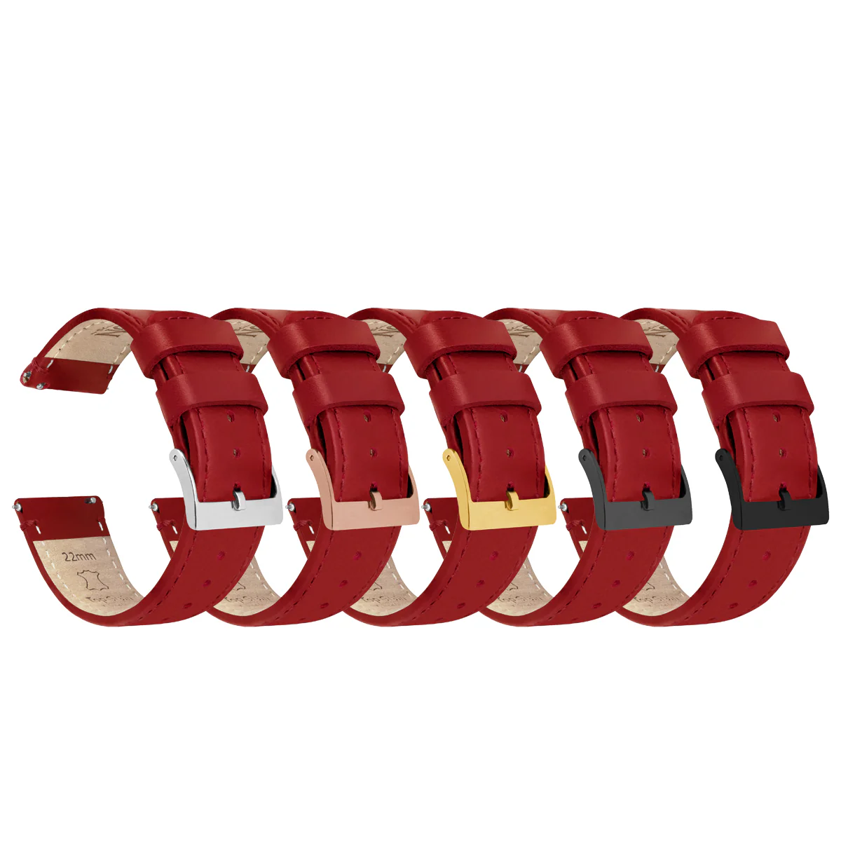 Crimson Red Leather Red Stitching Watch Band - Image 2