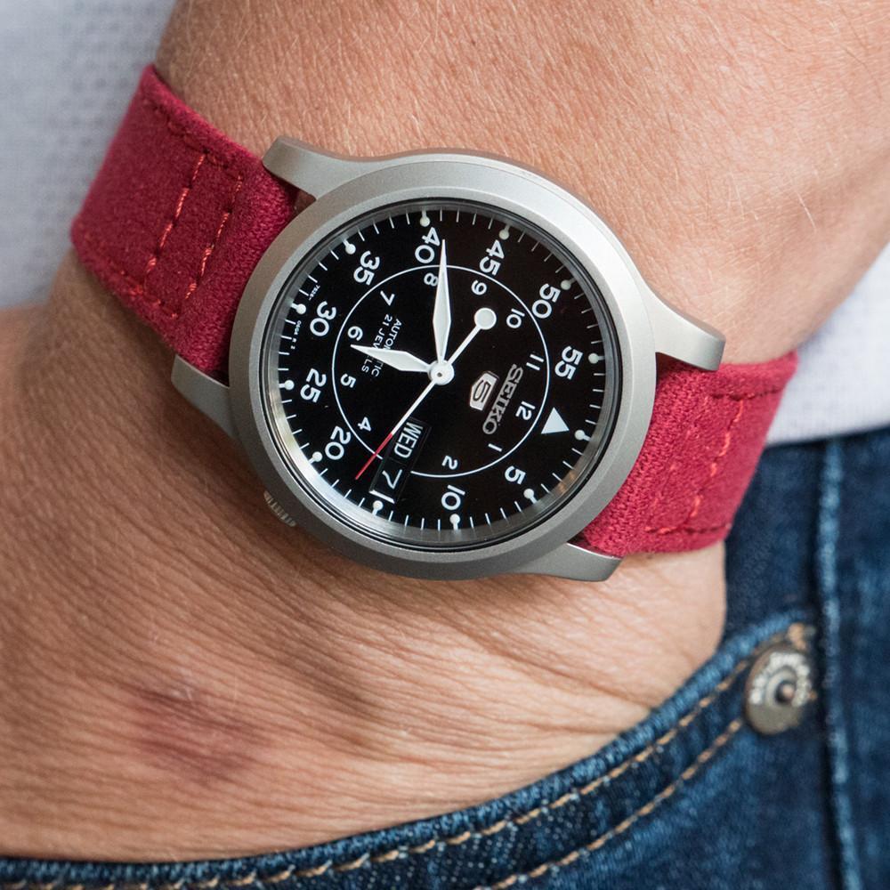 Crimson Red Premium Canvas Watch Band - Image 2