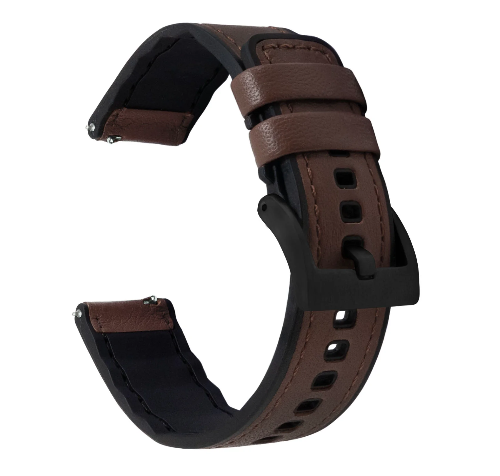 Dark Brown Pittards Water Resistant Leather Silicone Base Watch Band - Image 2