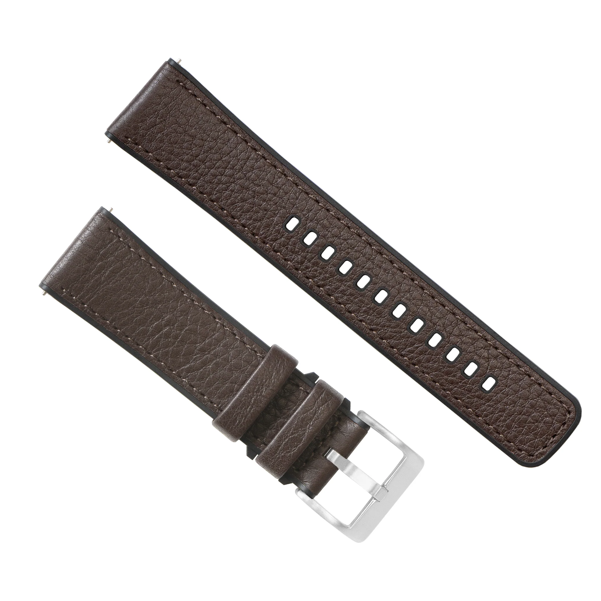 Dark Brown Pittards Water Resistant Leather Silicone Base Watch Band - Image 3