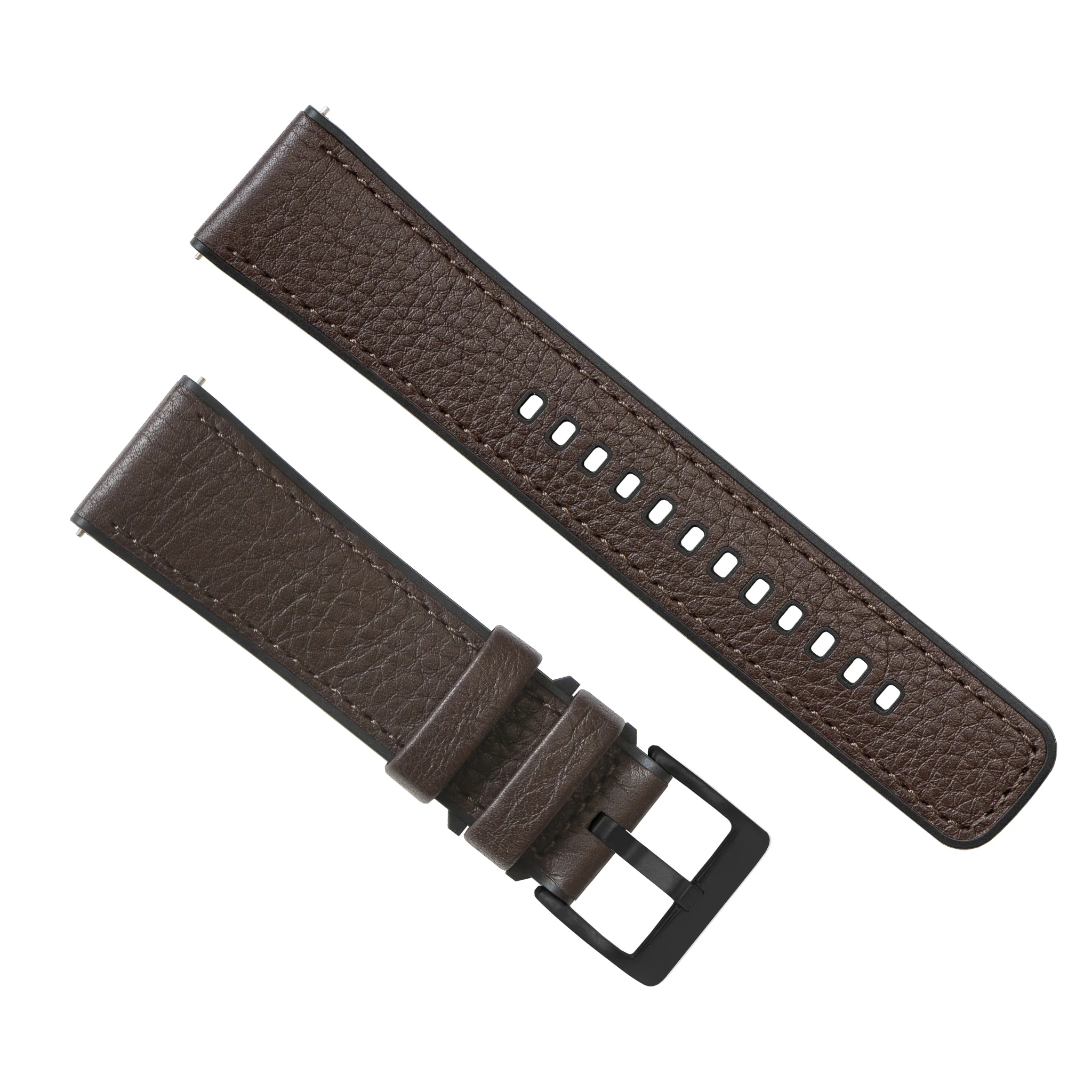 Dark Brown Pittards Water Resistant Leather Silicone Base Watch Band - Image 5