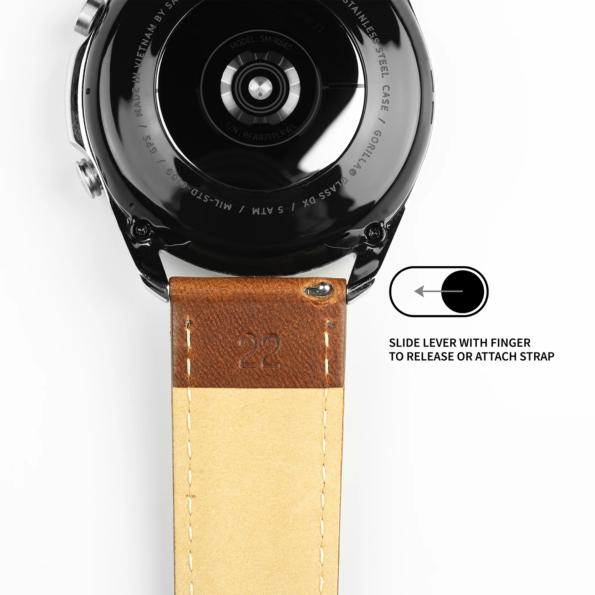 Dark Brown Pittards Water Resistant Leather Silicone Base Watch Band - Image 6