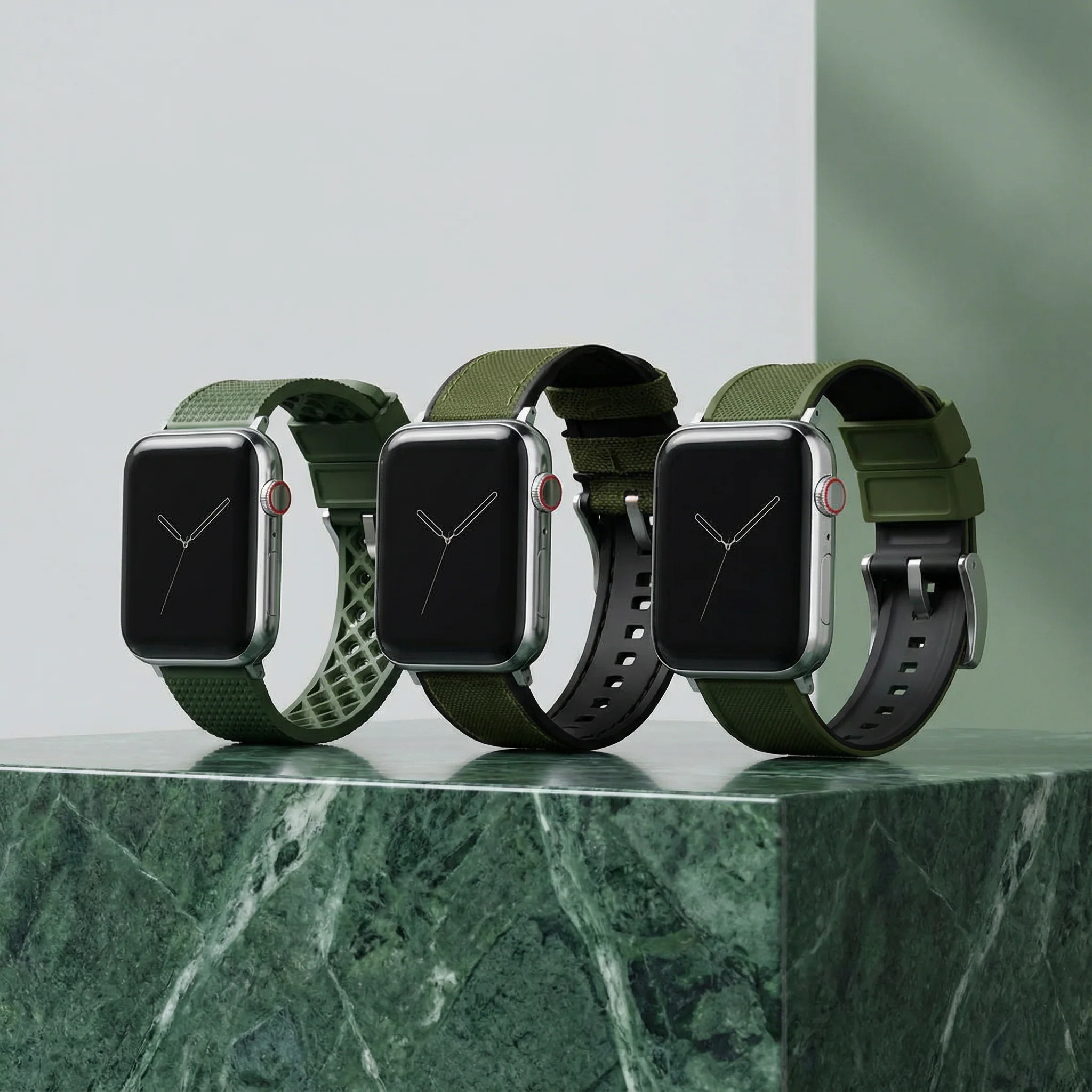 Elite Diver Army Green Apple Watch Strap Bundle | 3 Watch Bands - Image 2
